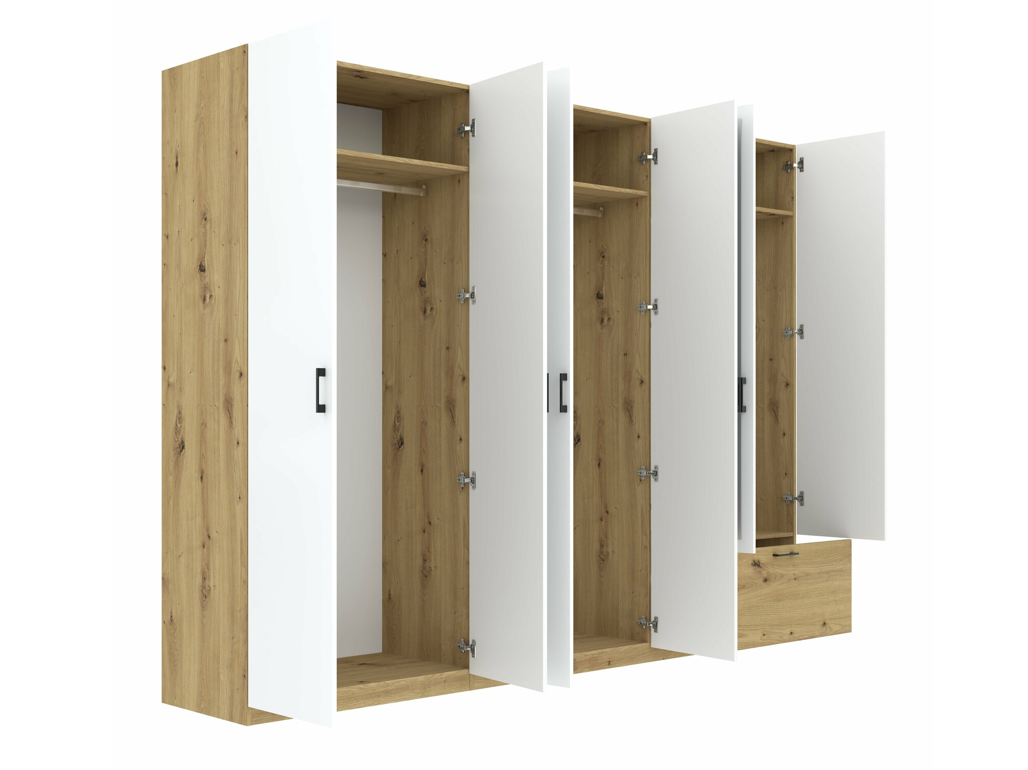 Kleiderschrank Bristol 250 (Artisan Eichenholzoptik + Weiss)