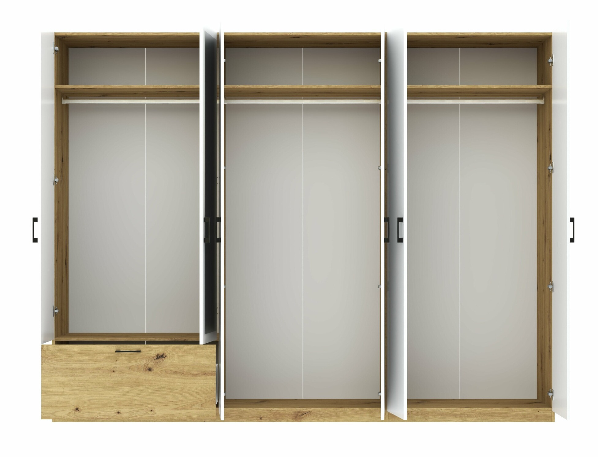 Kleiderschrank Bristol 250 (Artisan Eichenholzoptik + Weiss)