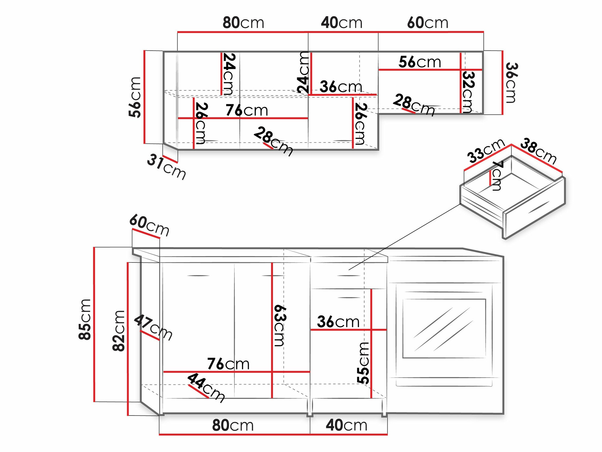 Küchenzeile Ota (Sonoma eichenholz + Beige)