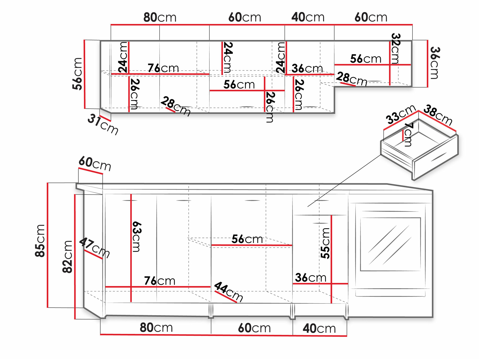 Küchenzeile Trenton 105 (Artisan Eichenholzoptik + Schwarz)