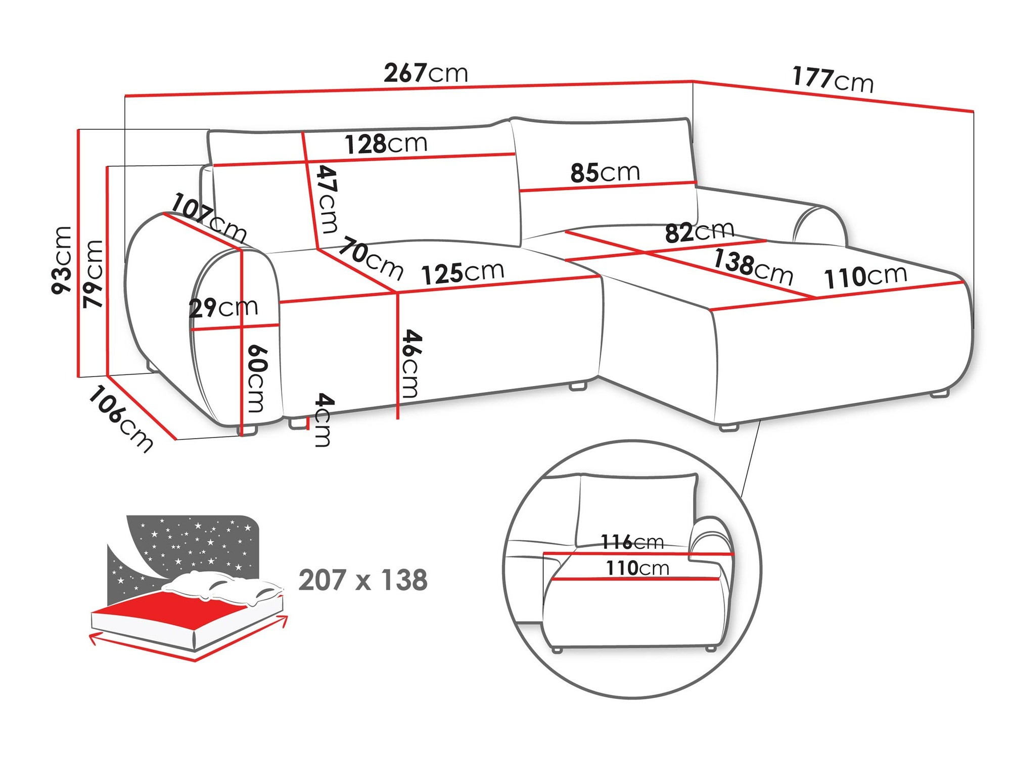 Ecksofa TrendyNest Strigina (Tilia 03)