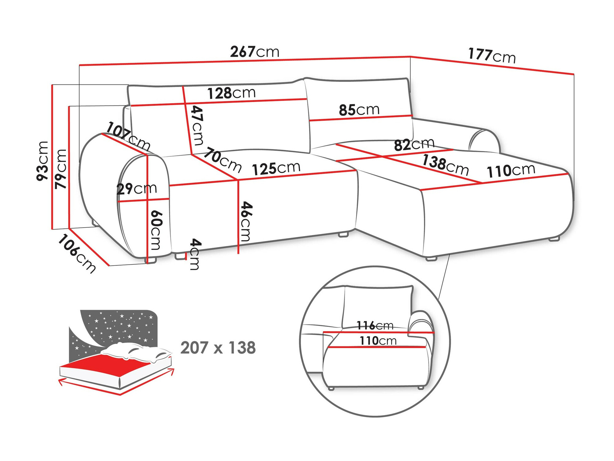 Ecksofa TrendyNest Strigina (Tilia 86)