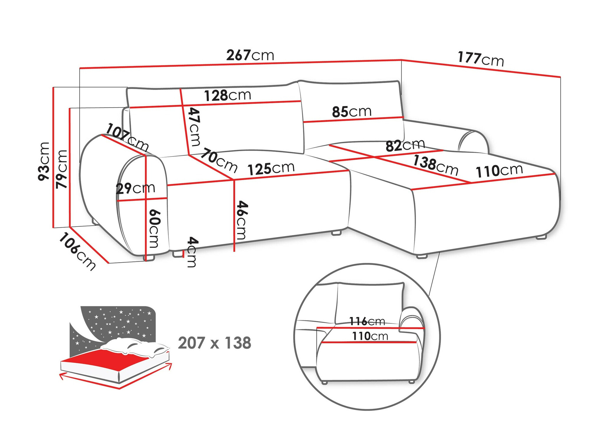 Ecksofa TrendyNest Strigina (Tilia 90)