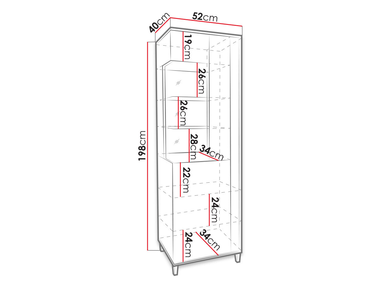 Regal Florem I (Weiss + Weiss glänzend + Helles Holz)