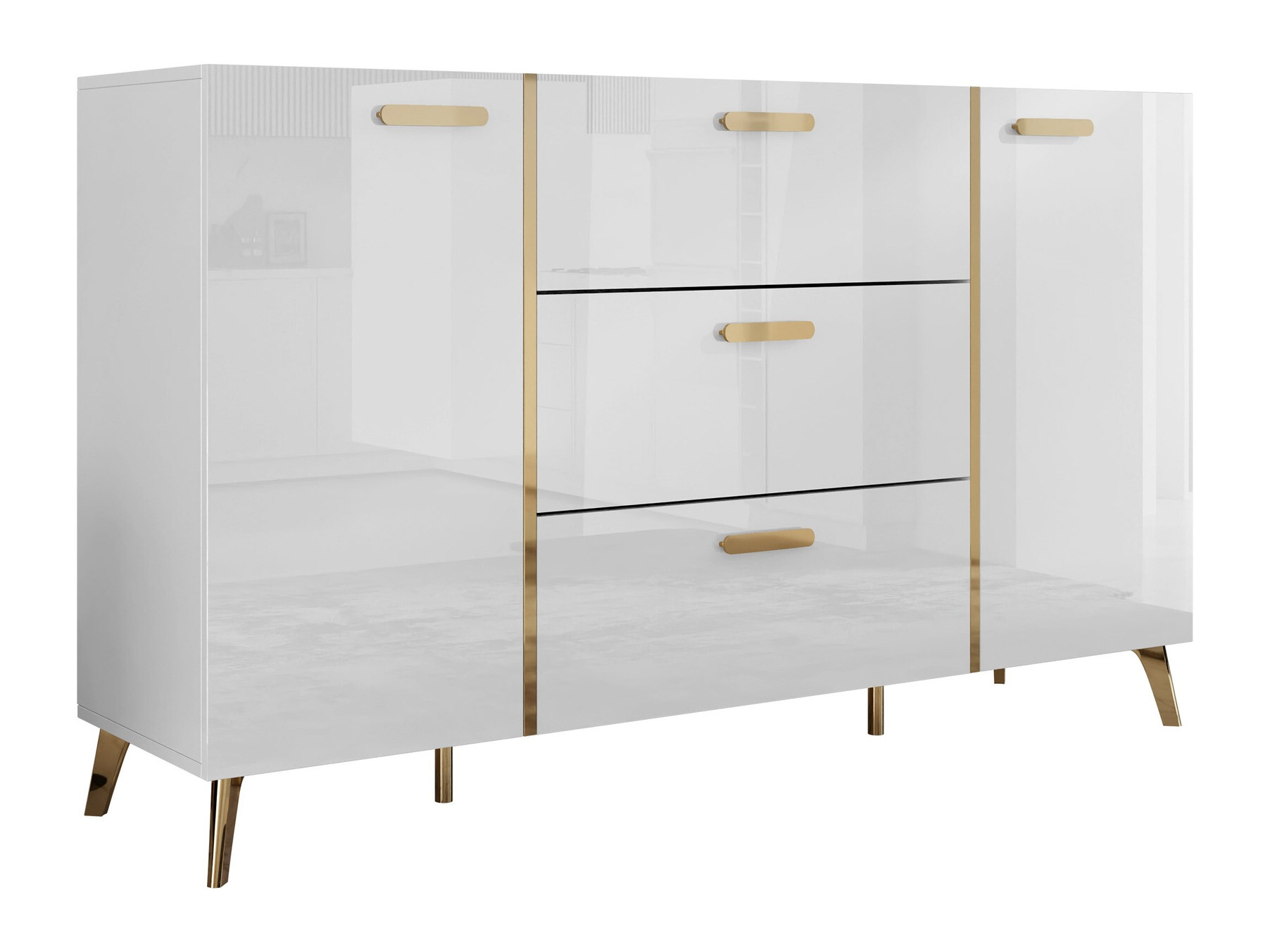 Kommoden Comfivo Capella I (Weiss + Weiss glänzend)