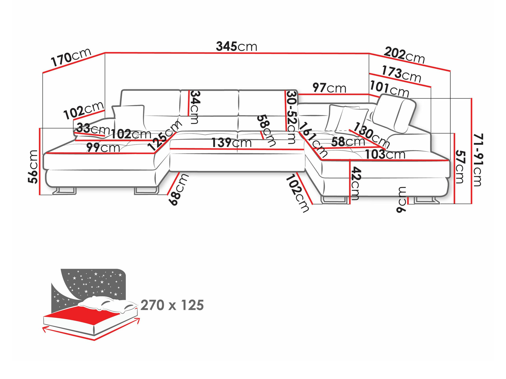 Ecksofa Comfivo 190 (Soft 017 + Lux 05)