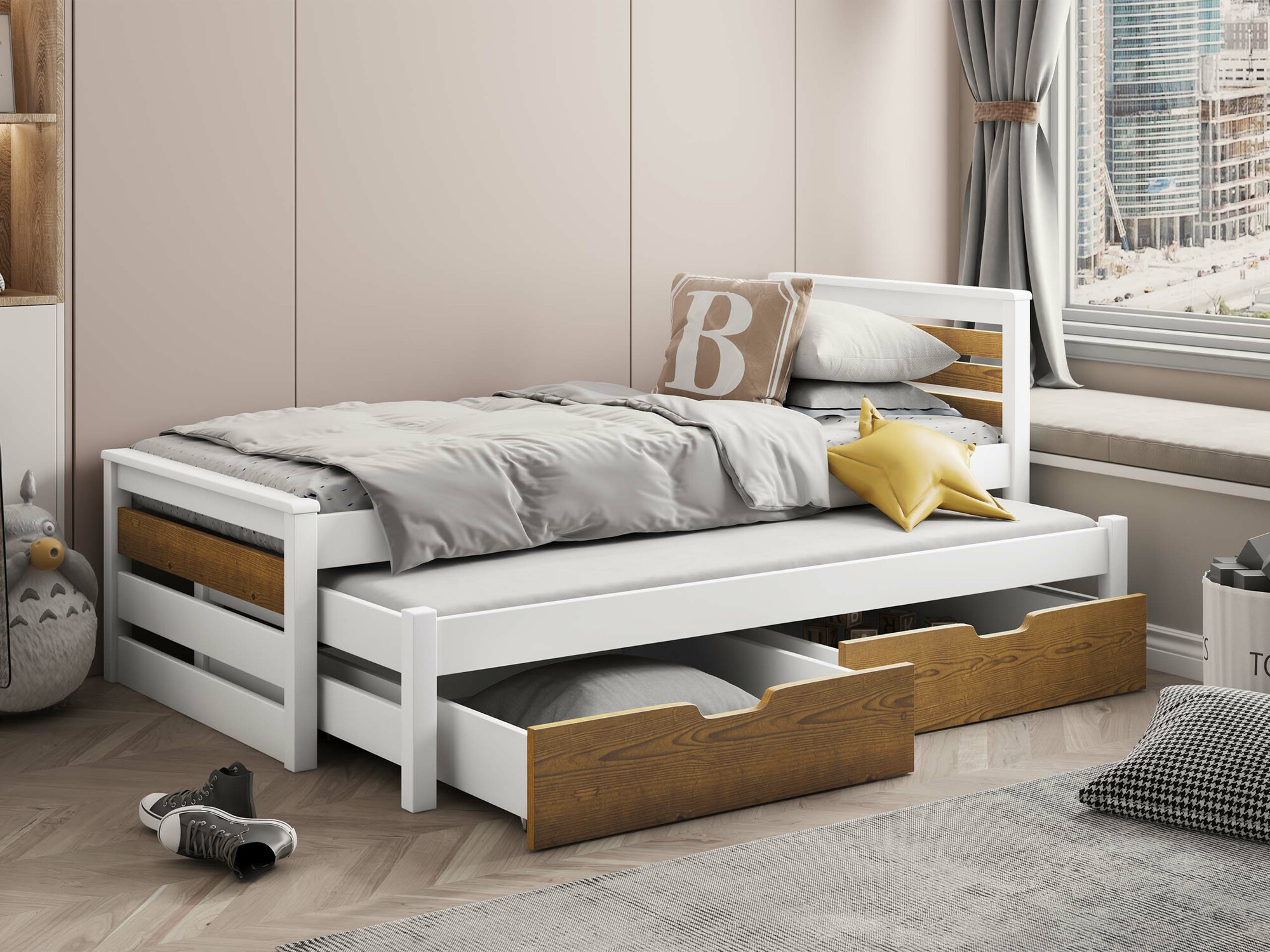 Bett Henderson 170 (Weiss + Sonoma-Eiche)
