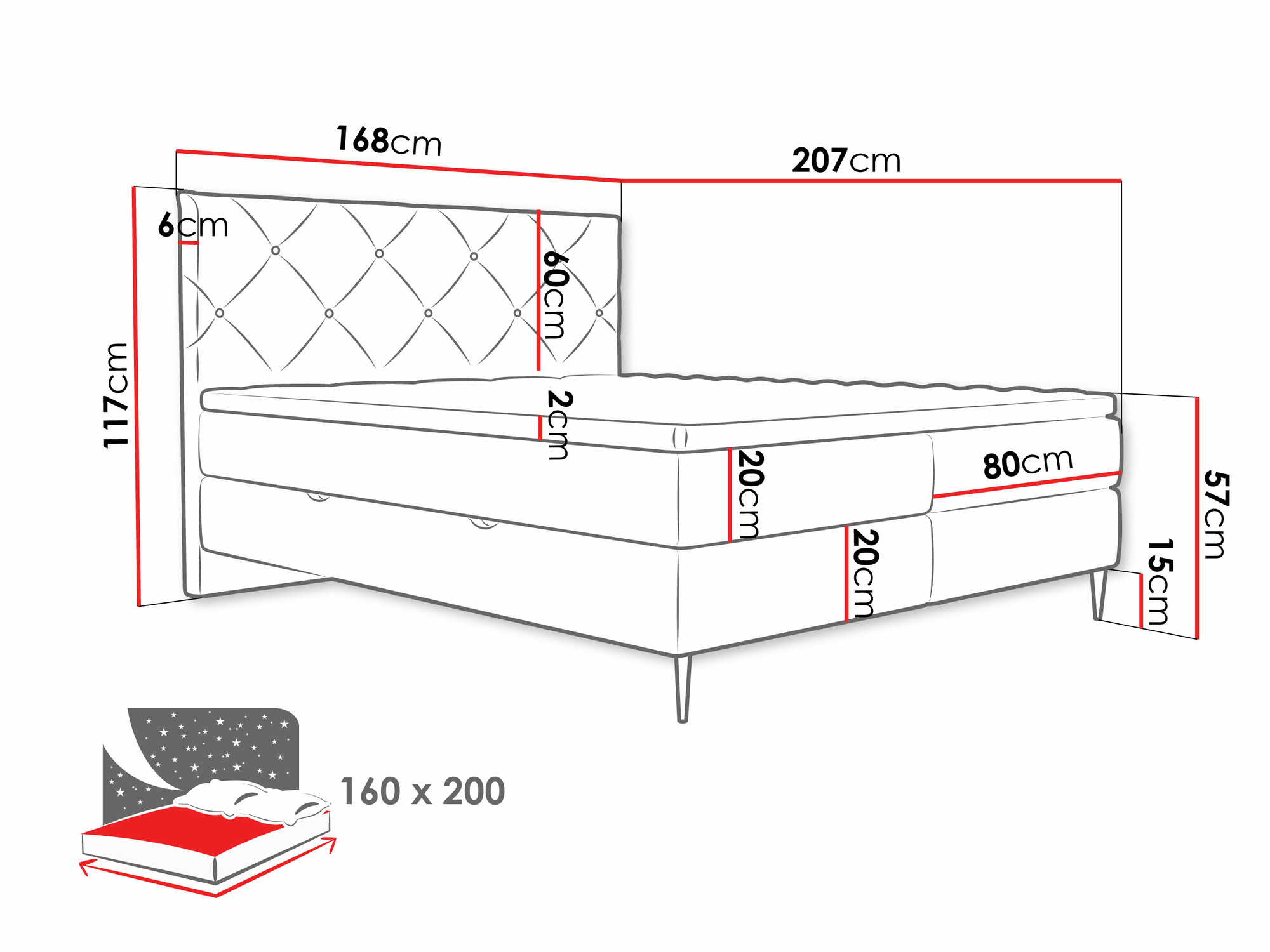 Boxspringbett ComfiDream 192 (Verita 52)