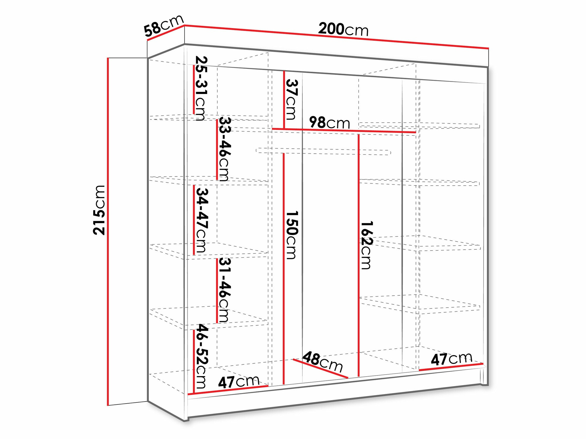 Kleiderschrank Closico Durion III (Schwarz)