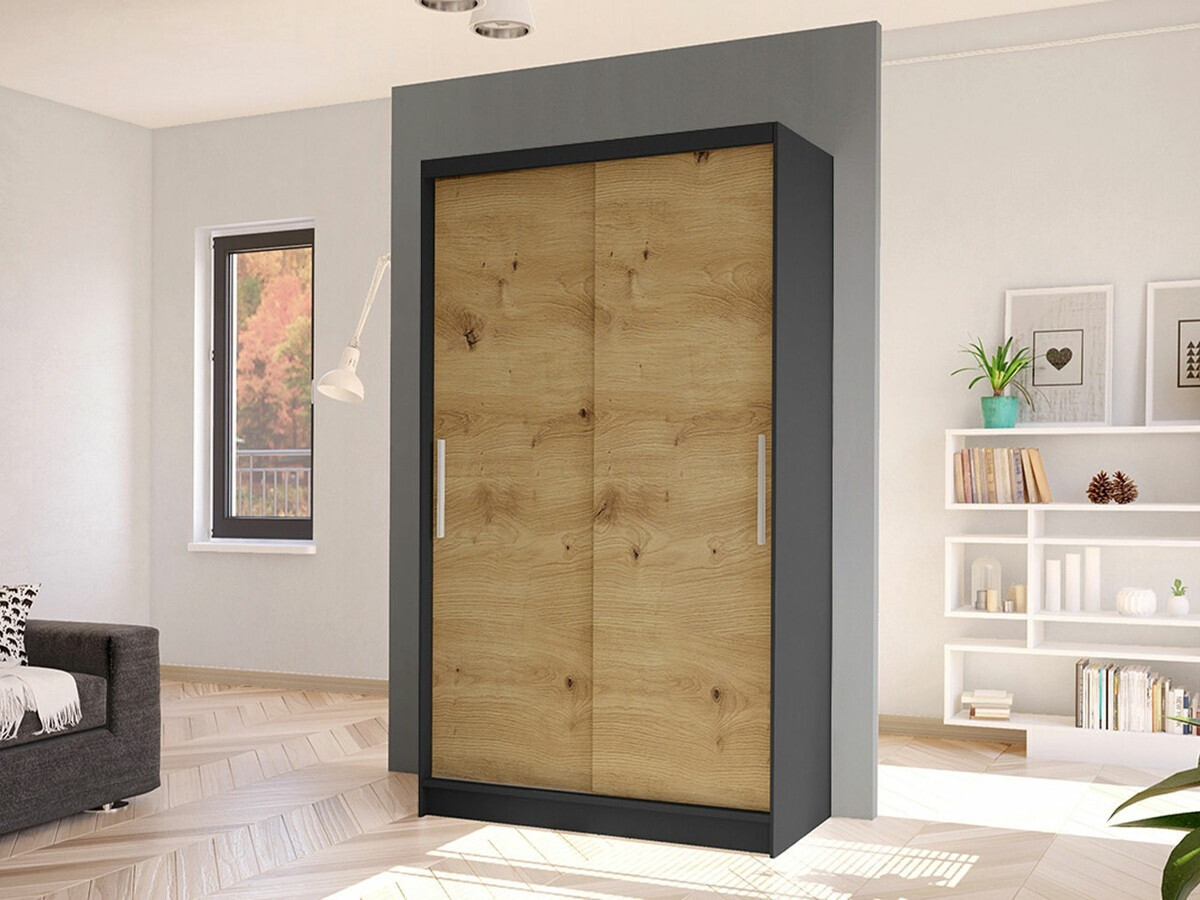 Kleiderschrank Closico Structor I (Schwarz + Artisan-Eiche)