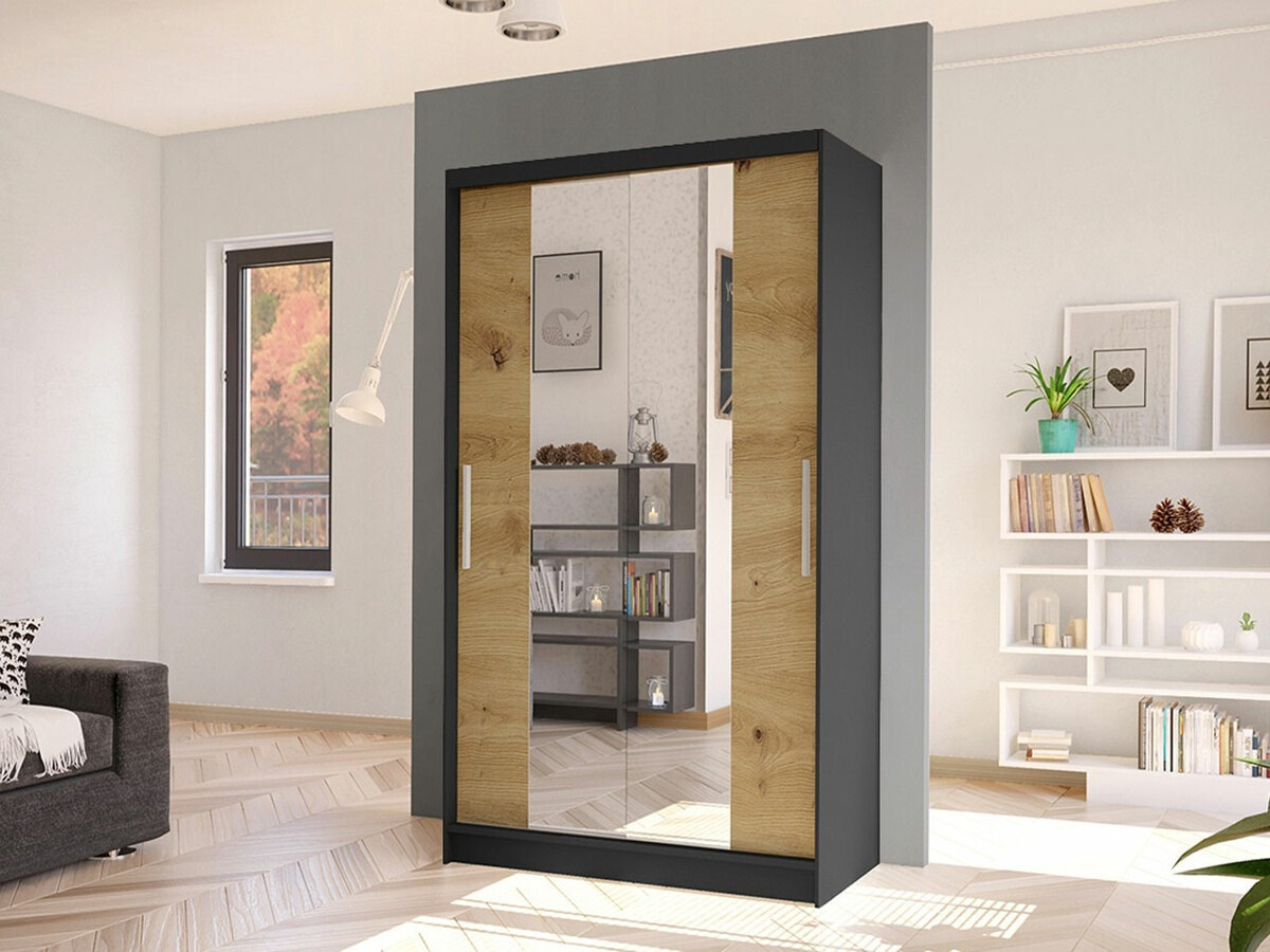 Kleiderschrank Closico Structor II (Schwarz + Artisan-Eiche)