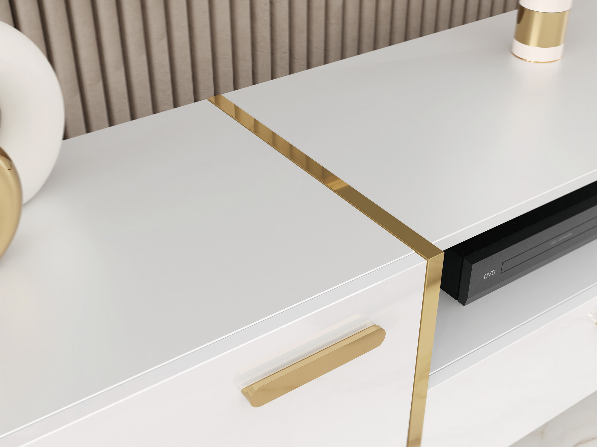 TV-Möbel Comfivo Capella III (Weiss + Weiss glänzend)