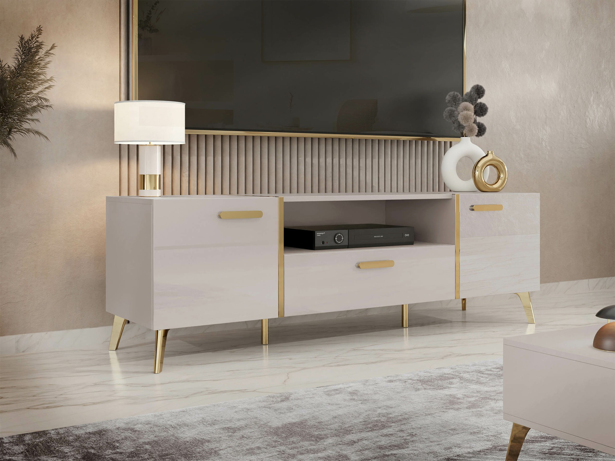 TV-Möbel Comfivo Teslomo 113 (Kaschmir + Glänzender Kaschmir)