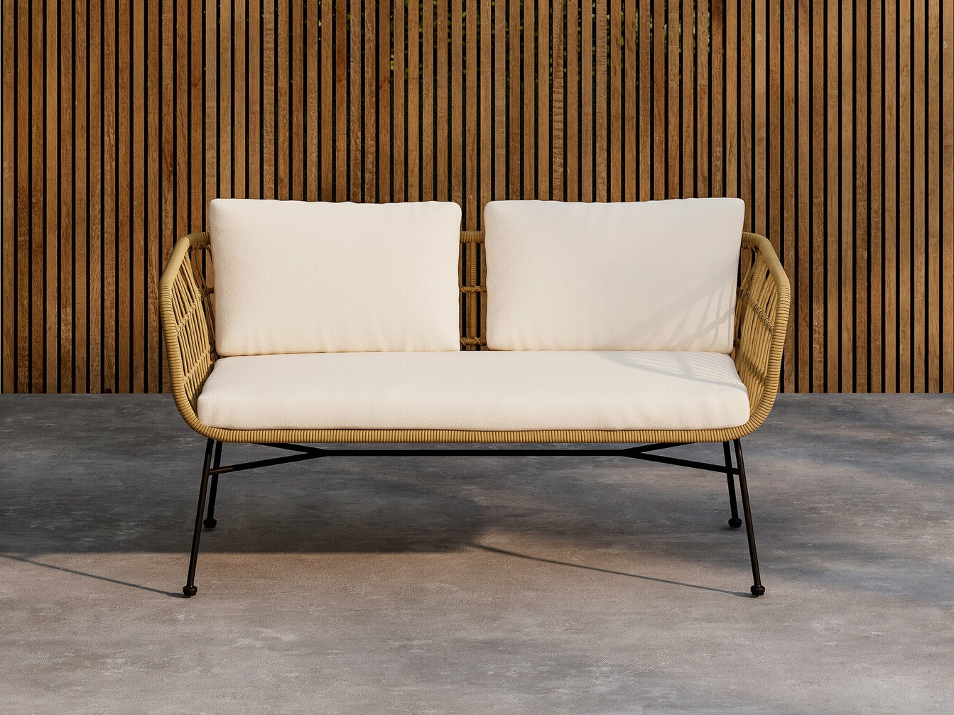 Gartensofa-Sofa Dallas 5187 (Helles Holz + Beige)