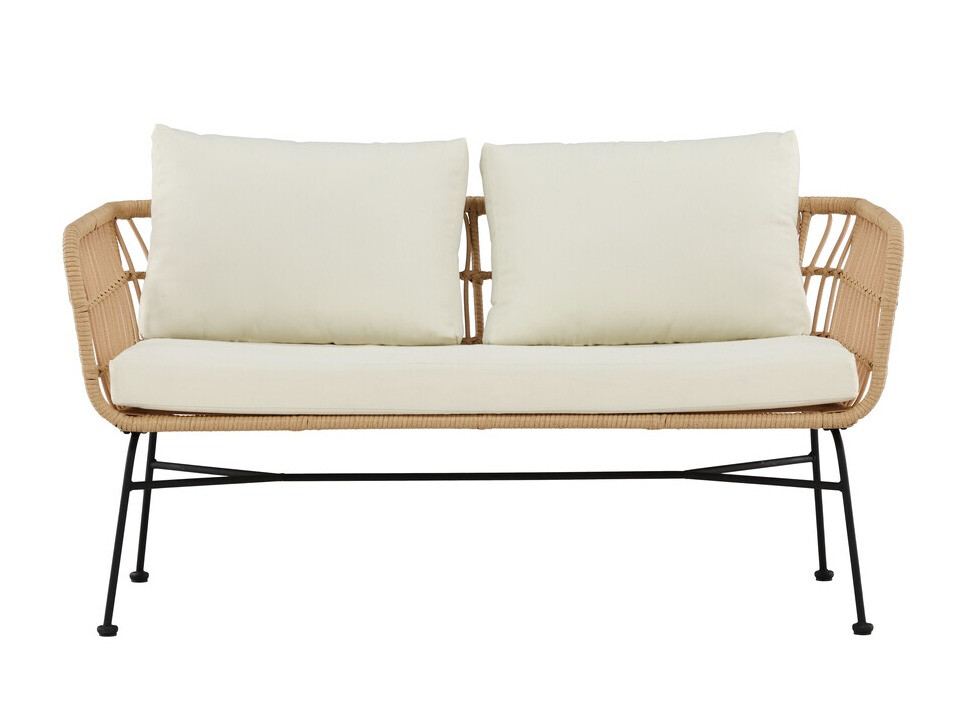 Gartensofa-Sofa Dallas 5187 (Helles Holz + Beige)