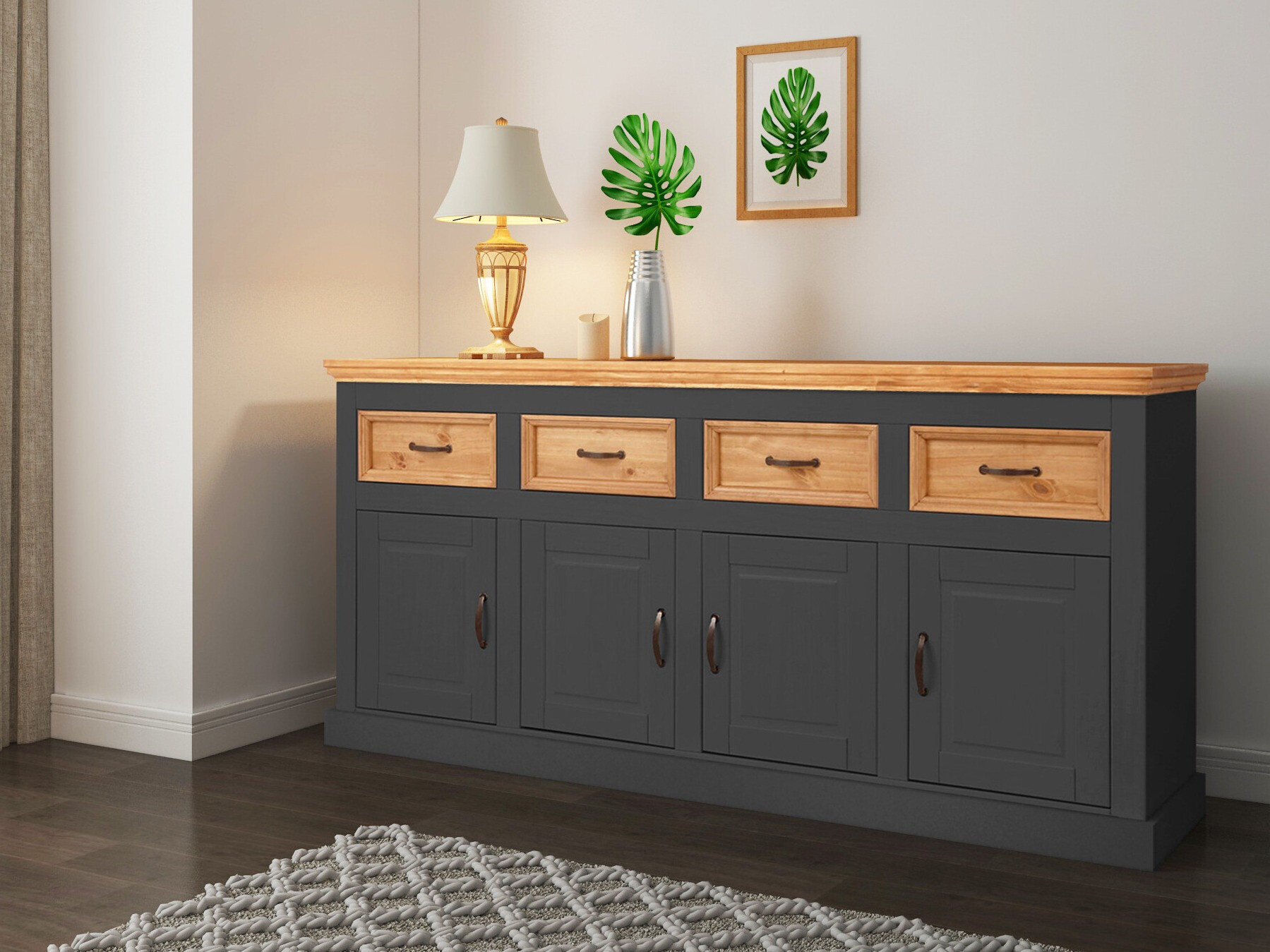 Kommoden Tolelio 106 (Anthrazit + Kiefernholzoptik)