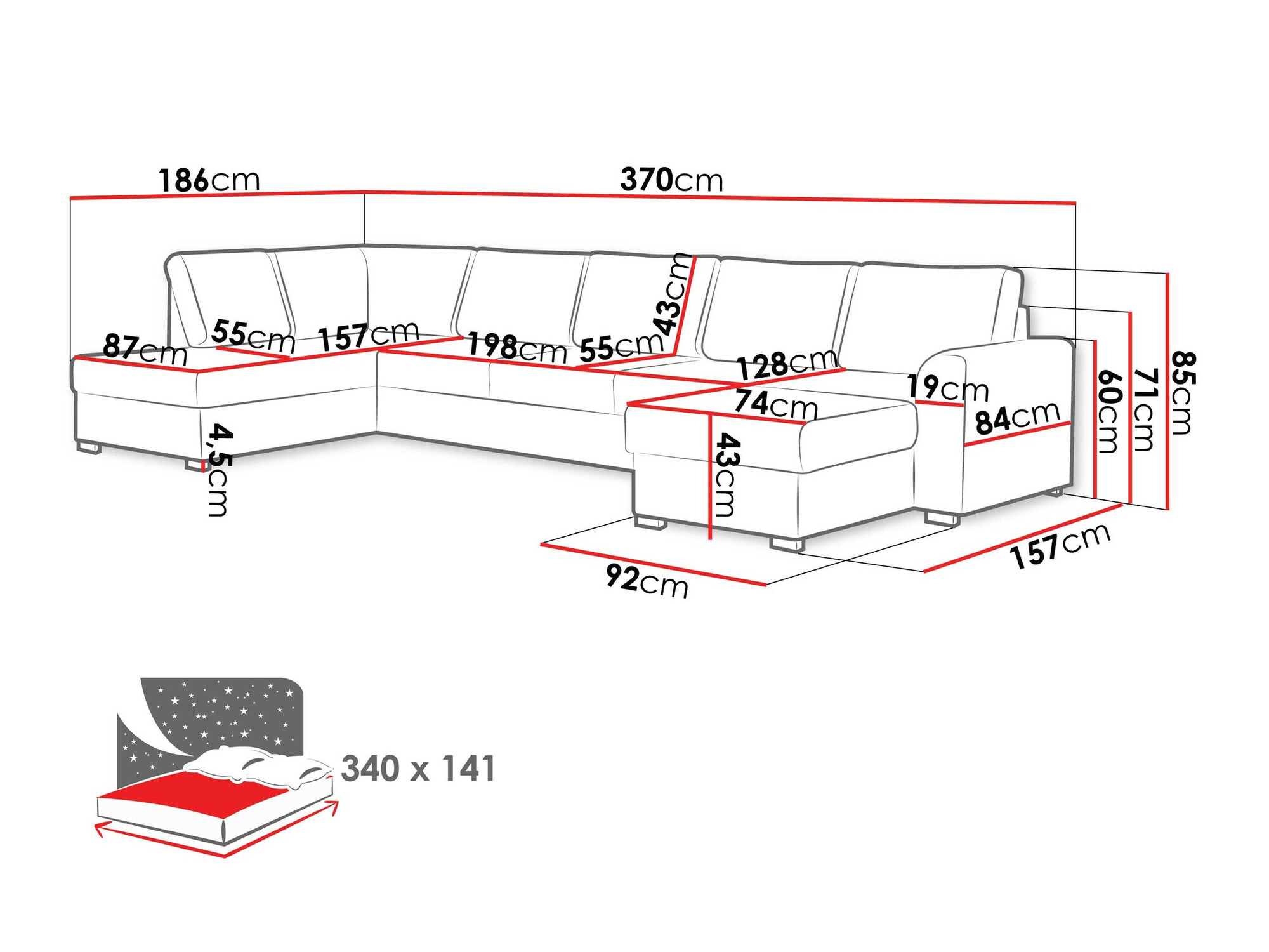 Ecksofa Comfivo Flumen I (Coral 45)