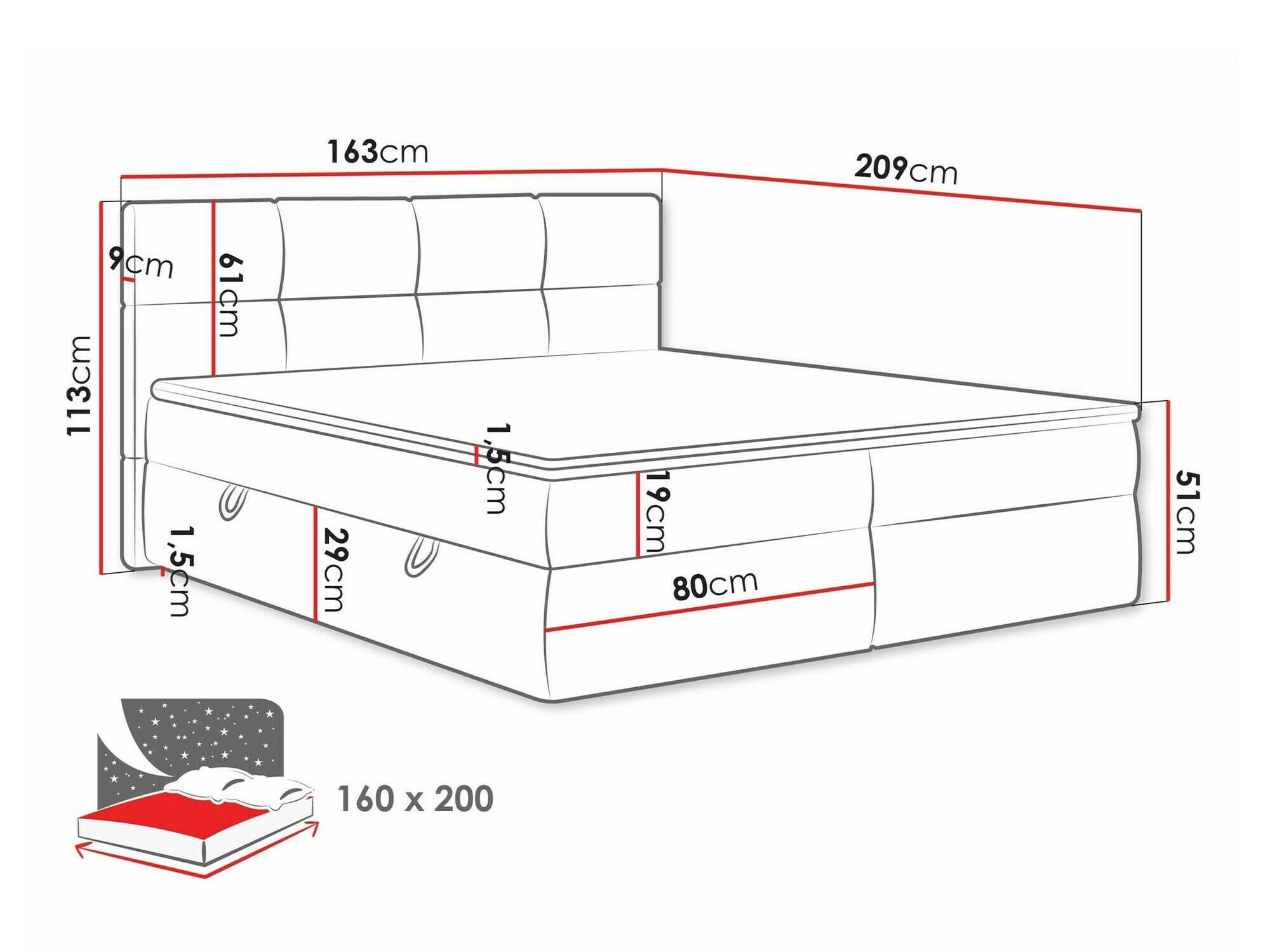 Boxspringbett ComfiDream Nivina (Curio 80)