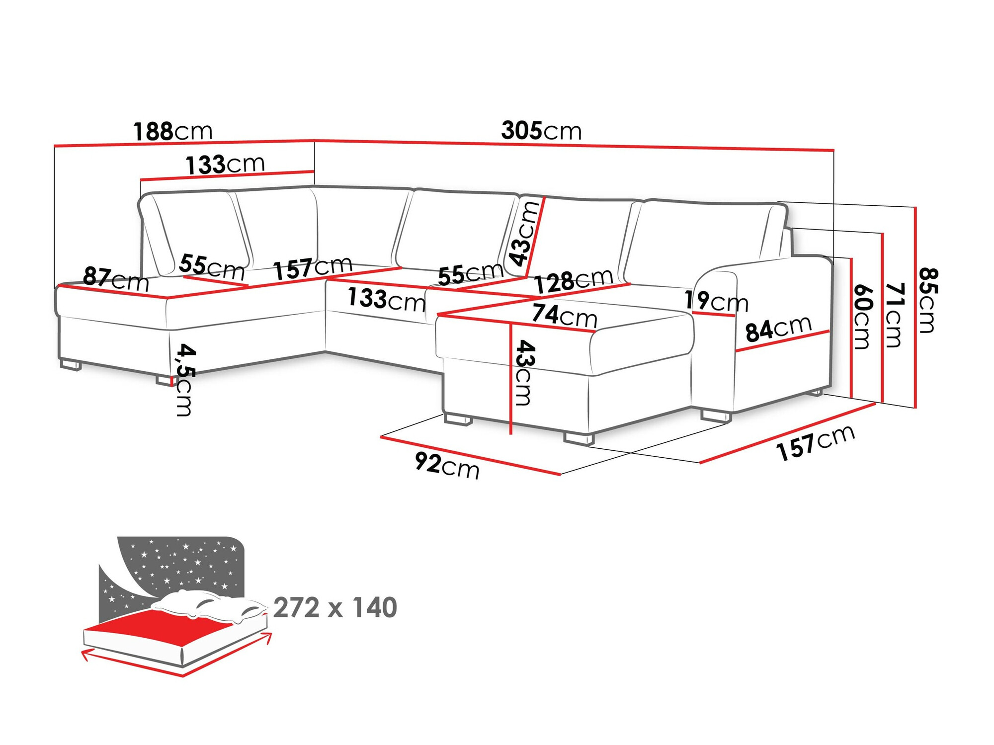 Ecksofa Comfivo Flumen (Clara 215.10)