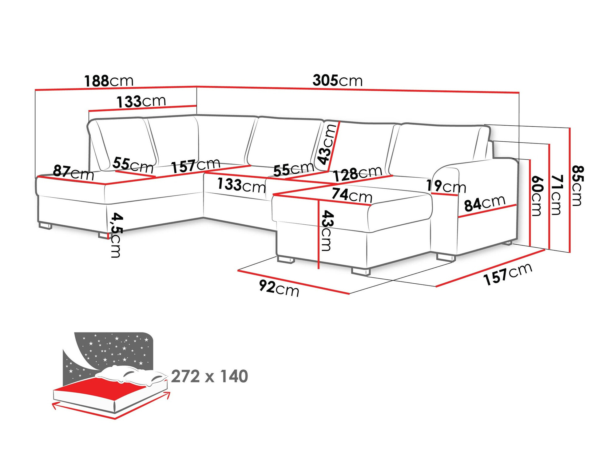 Ecksofa Comfivo Flumen (Coral 45)