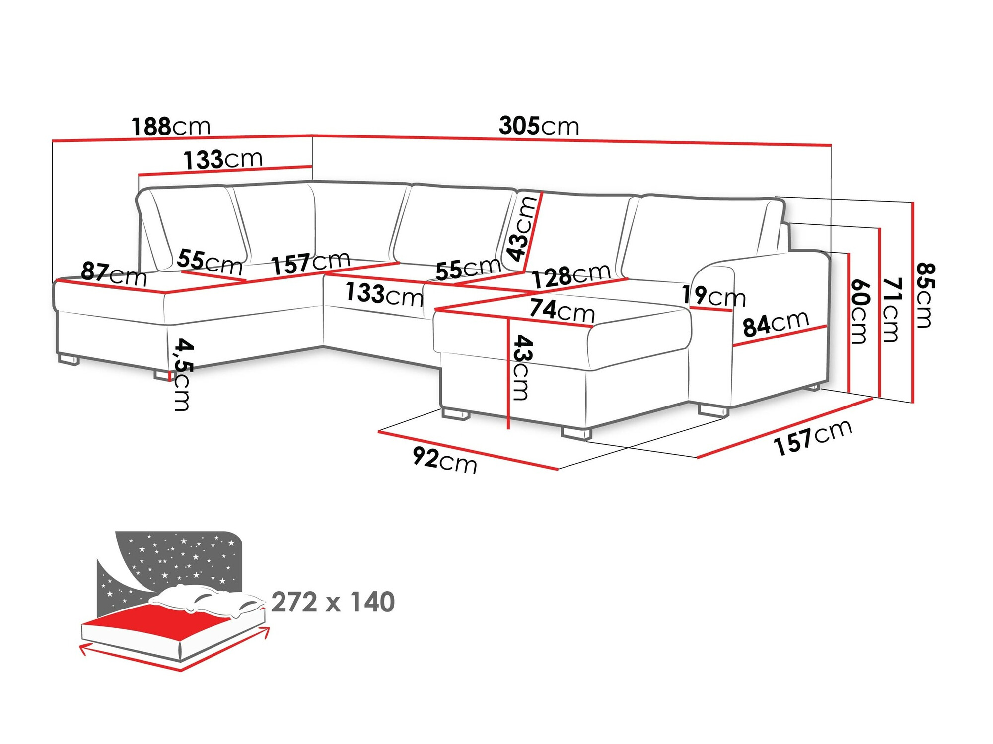 Ecksofa Comfivo Flumen (Magic Velvet 2219 + Venus Velvet 2926)
