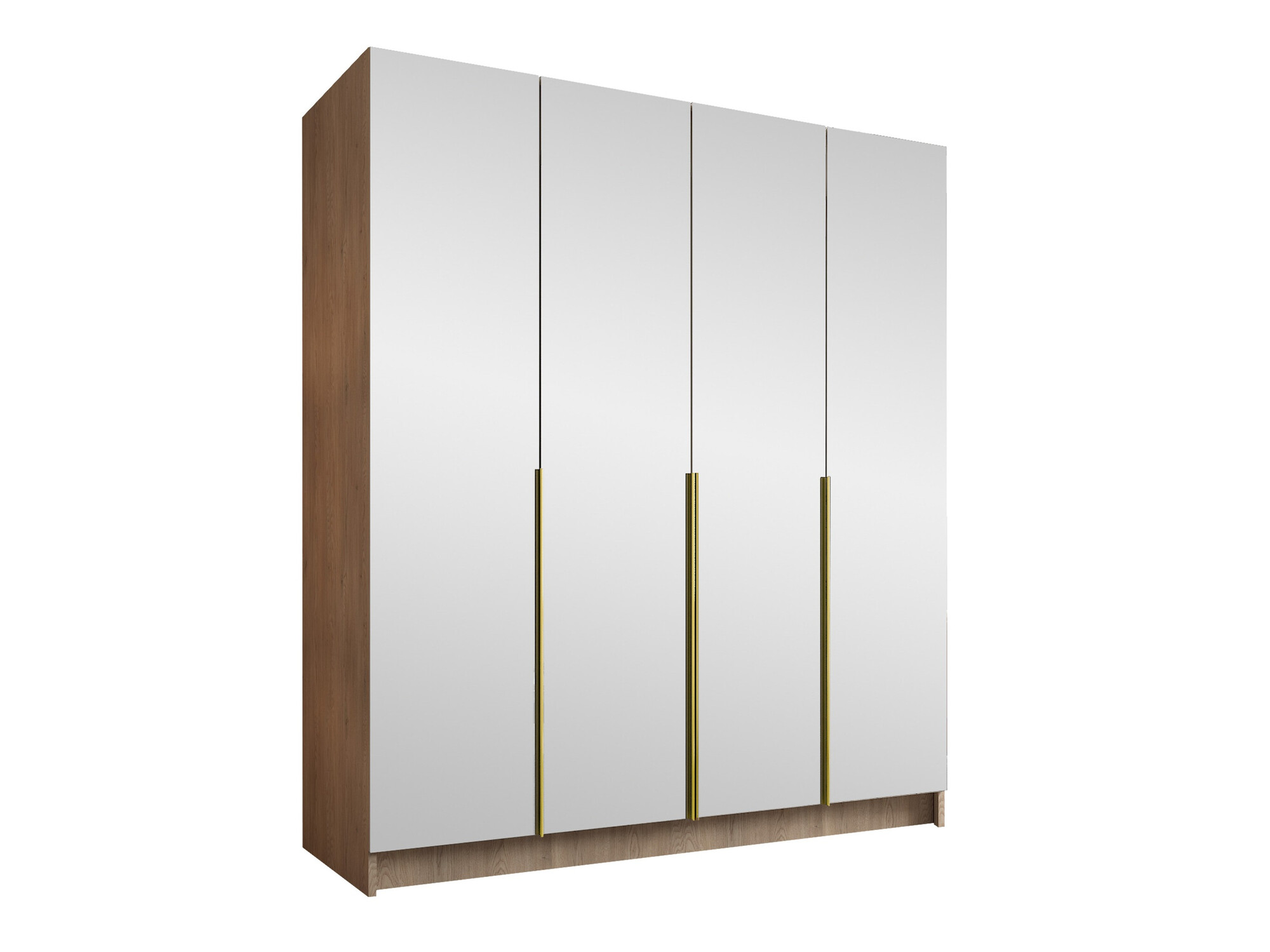 Kleiderschrank Closico Navor III (Helles Holz + Gold)