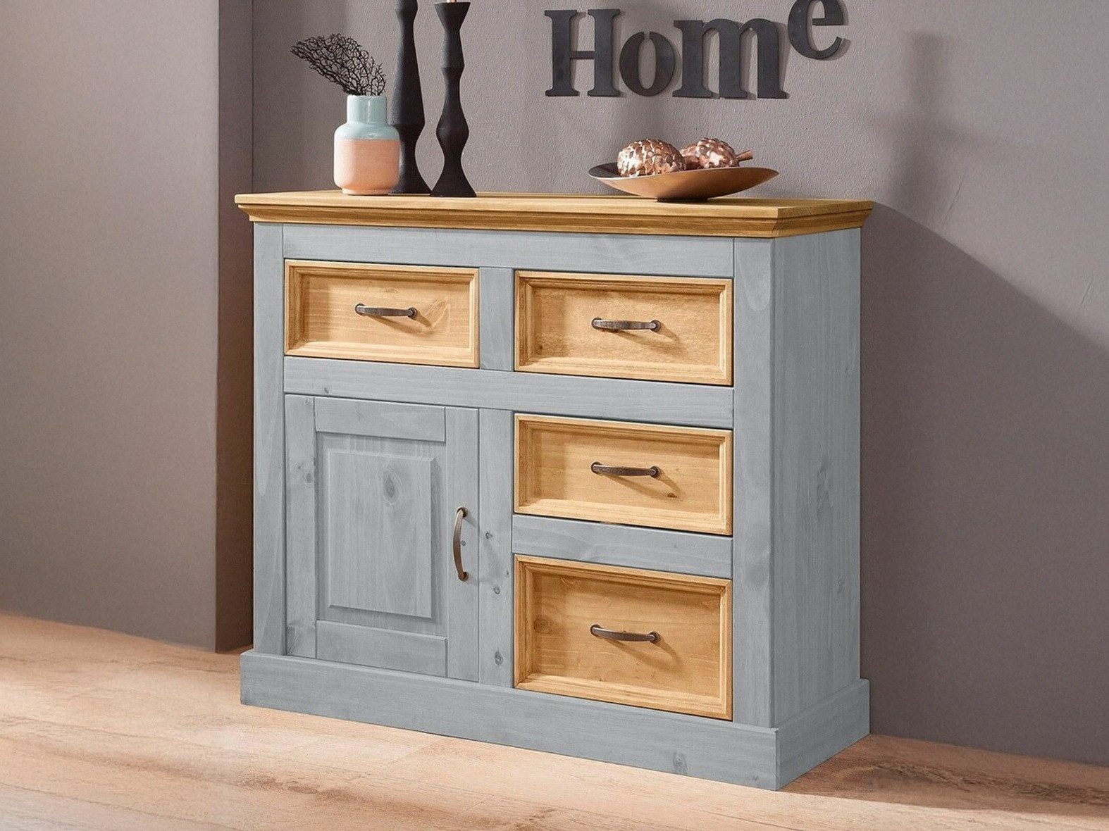 Kommoden Tolelio 100 (Grau + Kiefernholzoptik)