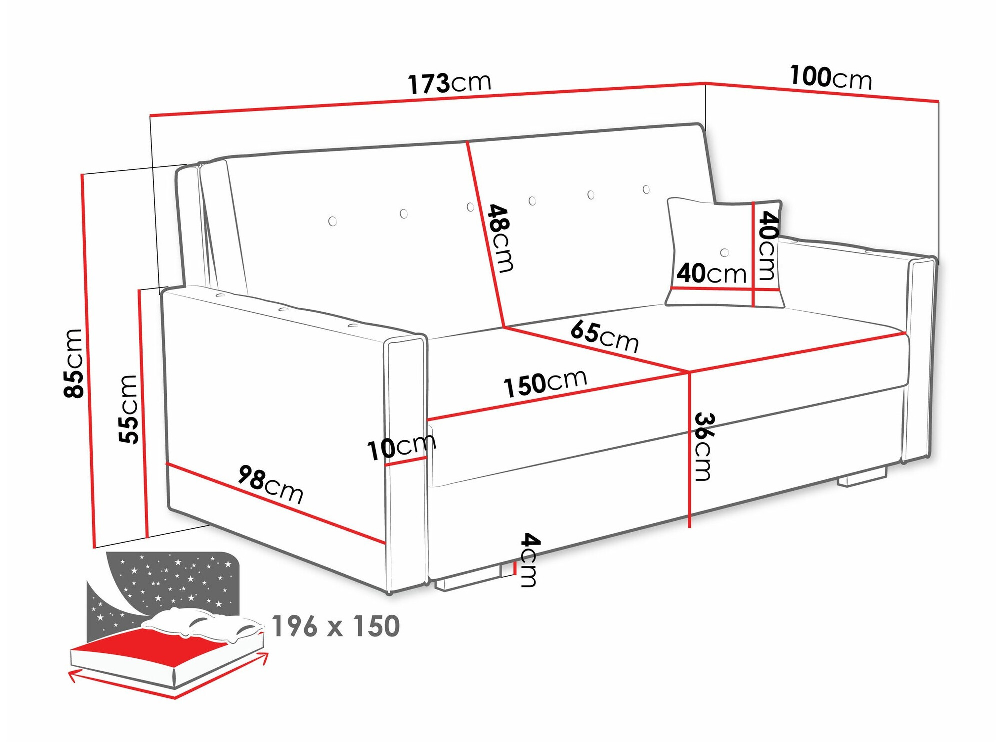 Schlafsofa Caelrin IV (Coral 15)