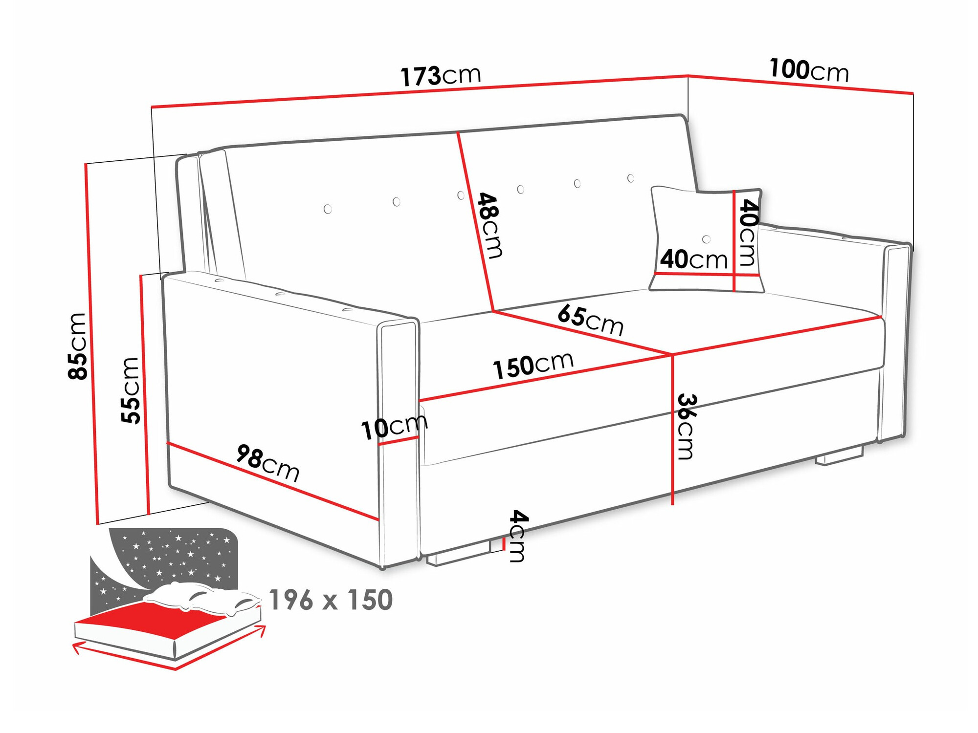 Schlafsofa Caelrin IV (Coral 45)