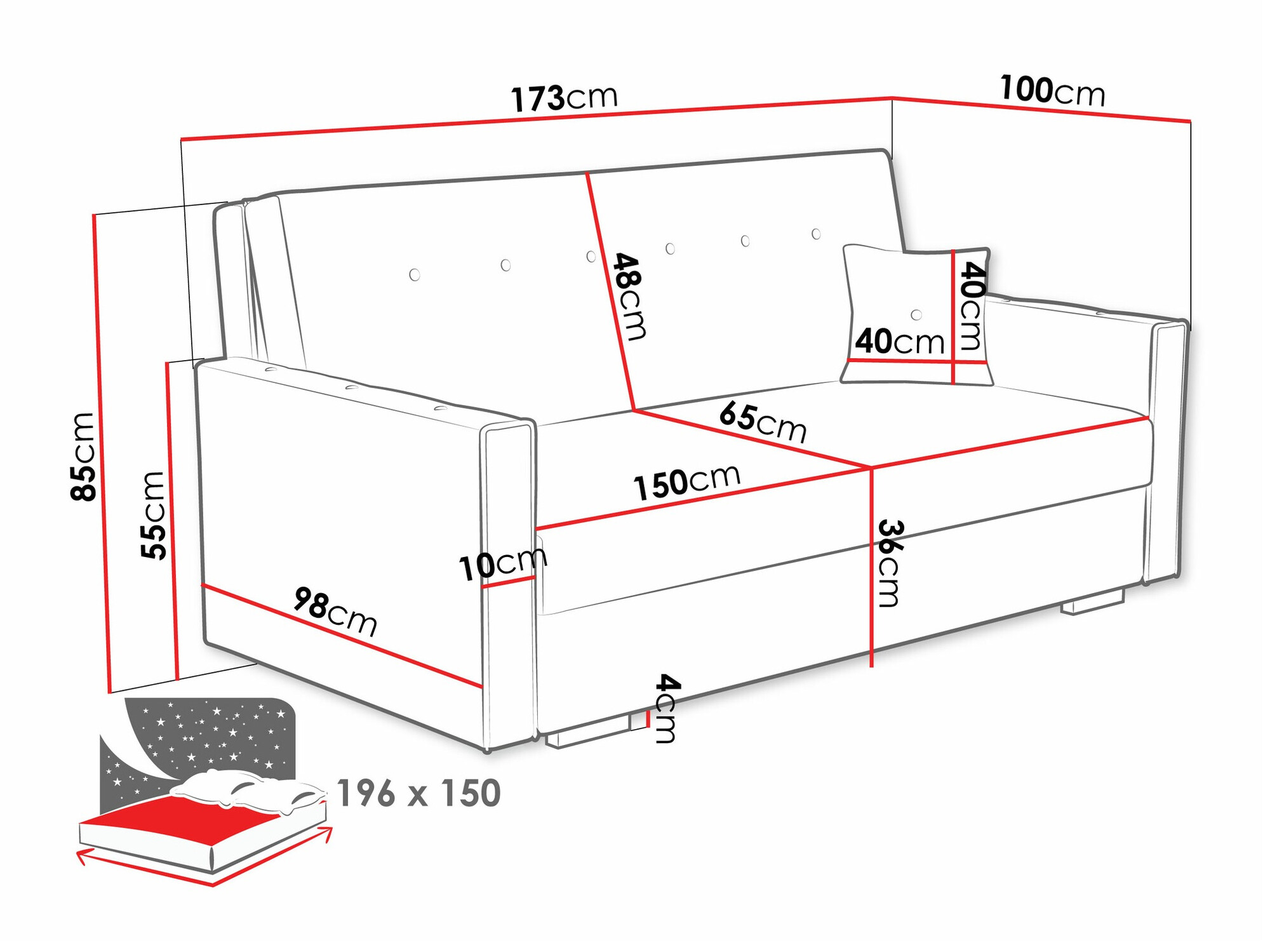 Schlafsofa Caelrin IV (Coral 55)