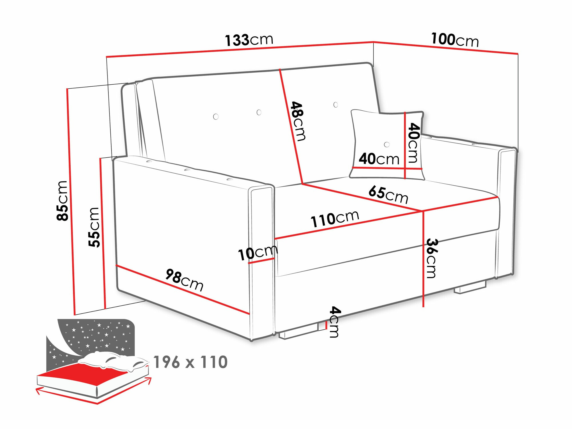 Schlafsofa Caelrin II (Coral 45)