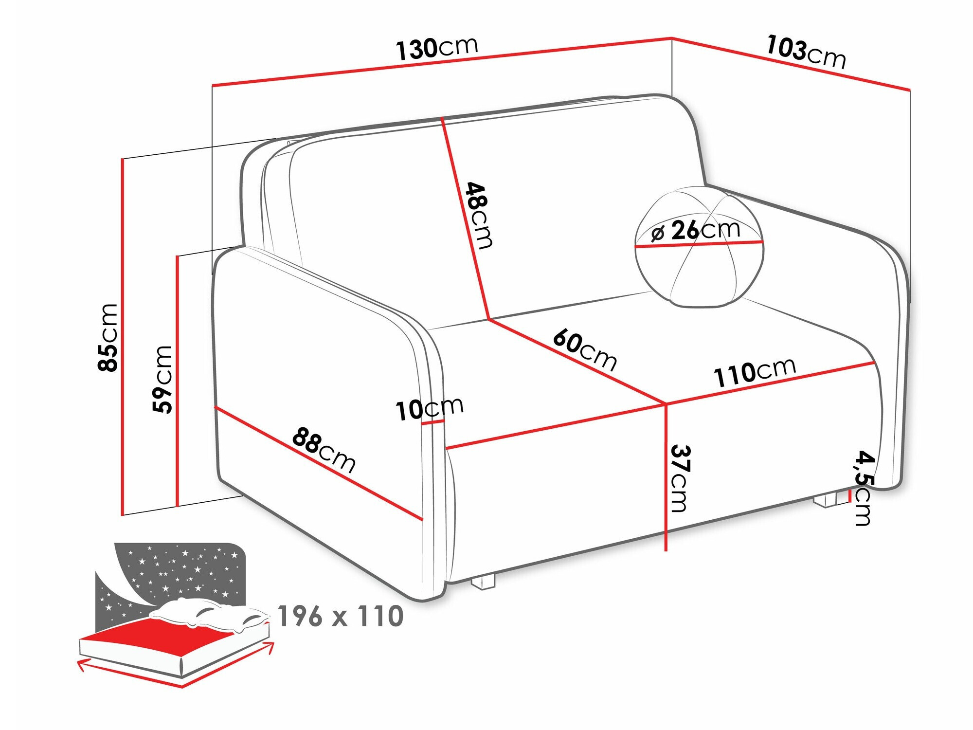 Schlafsofa Poetal II (Coral 15)