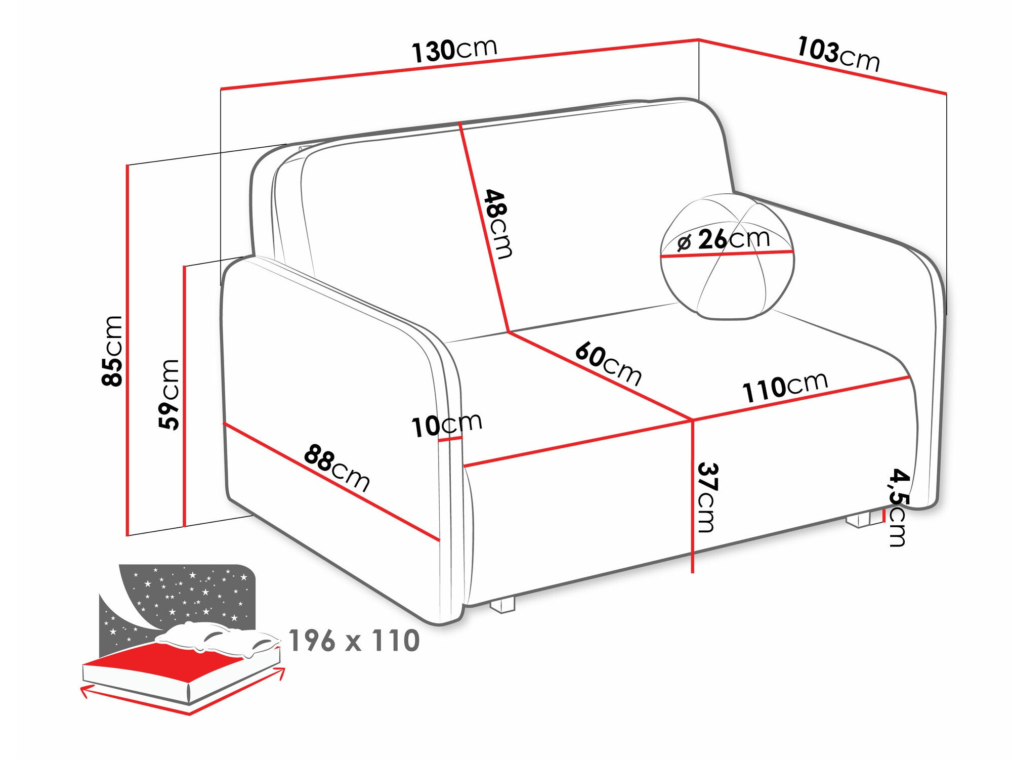 Schlafsofa Poetal II (Coral 50)