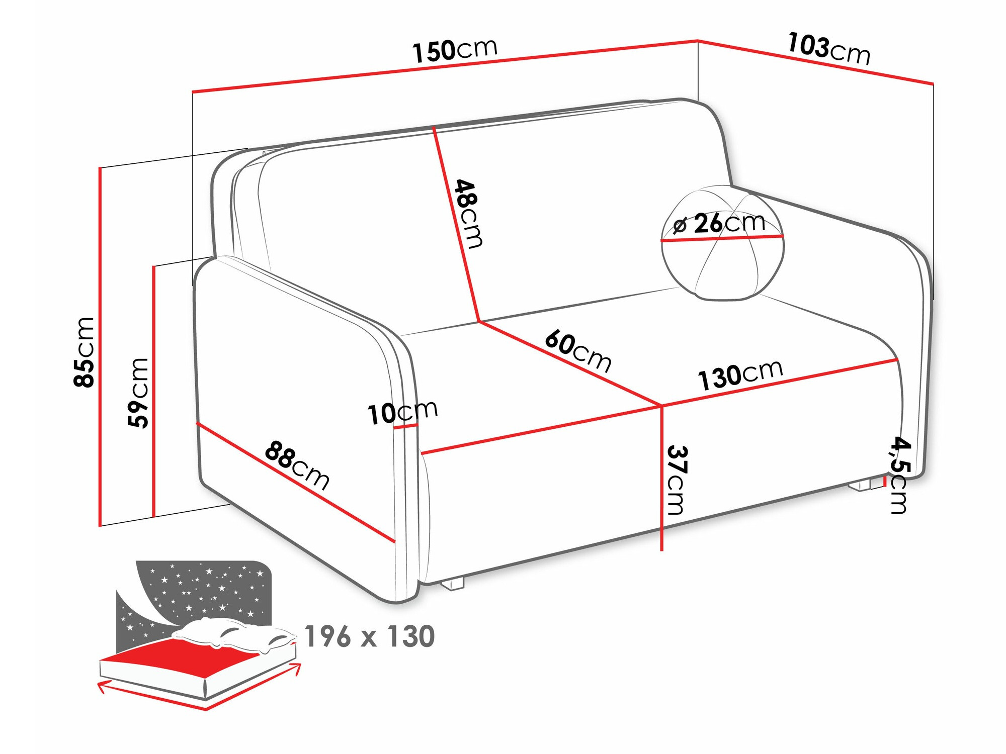 Schlafsofa Poetal III (Coral 55)