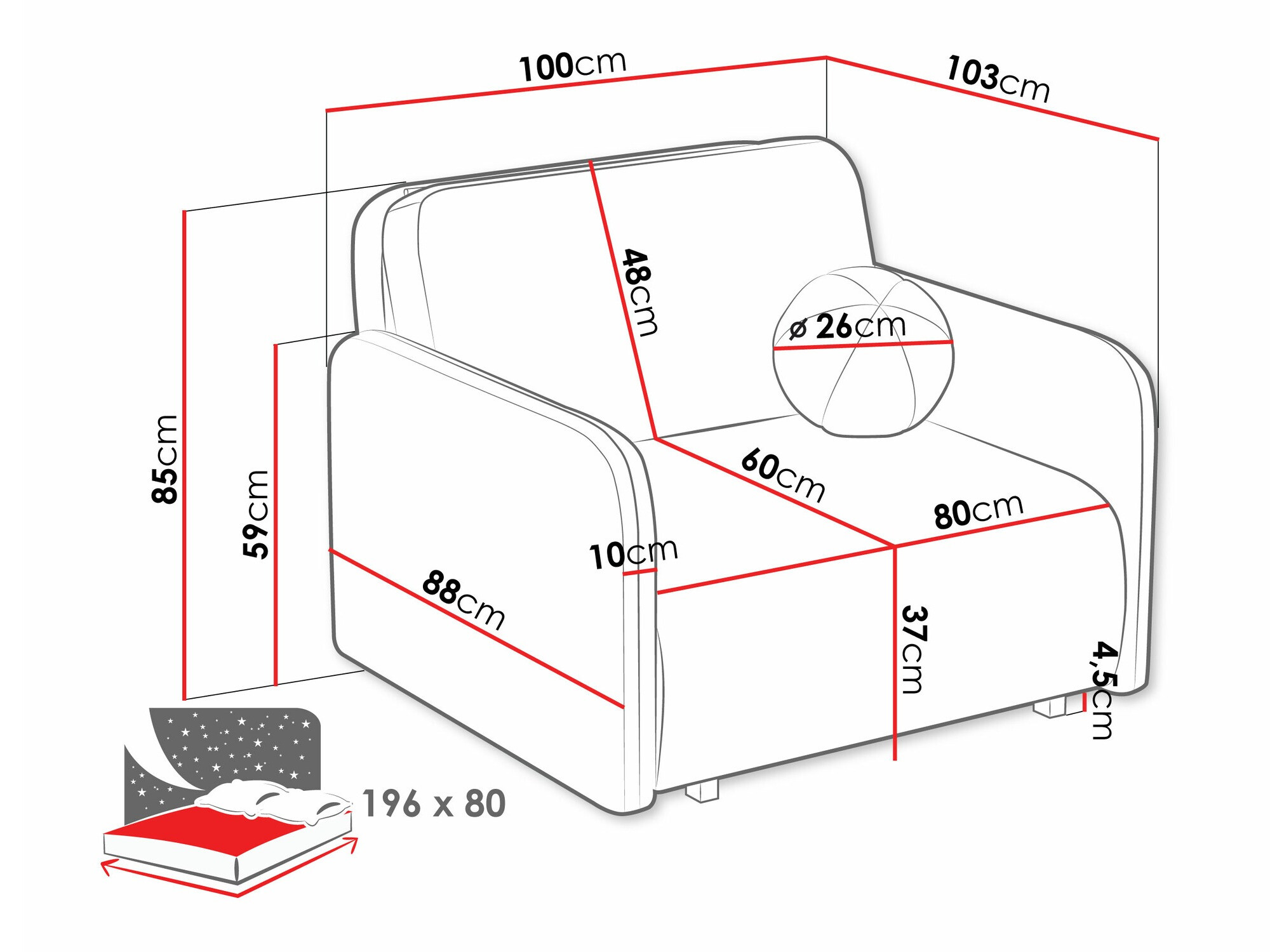 Sessel Poetal I (Coral 15)