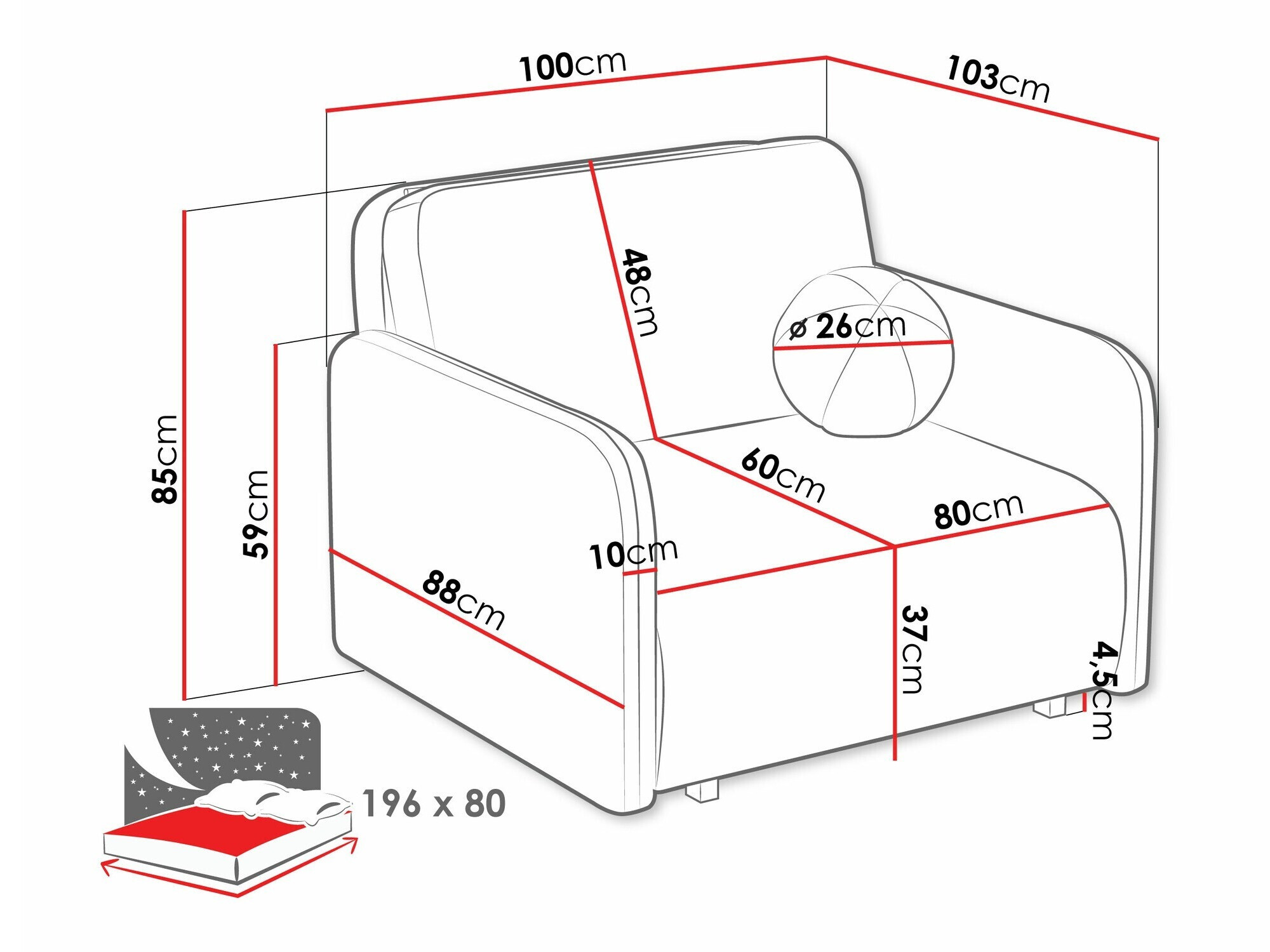Sessel Poetal I (Coral 55)