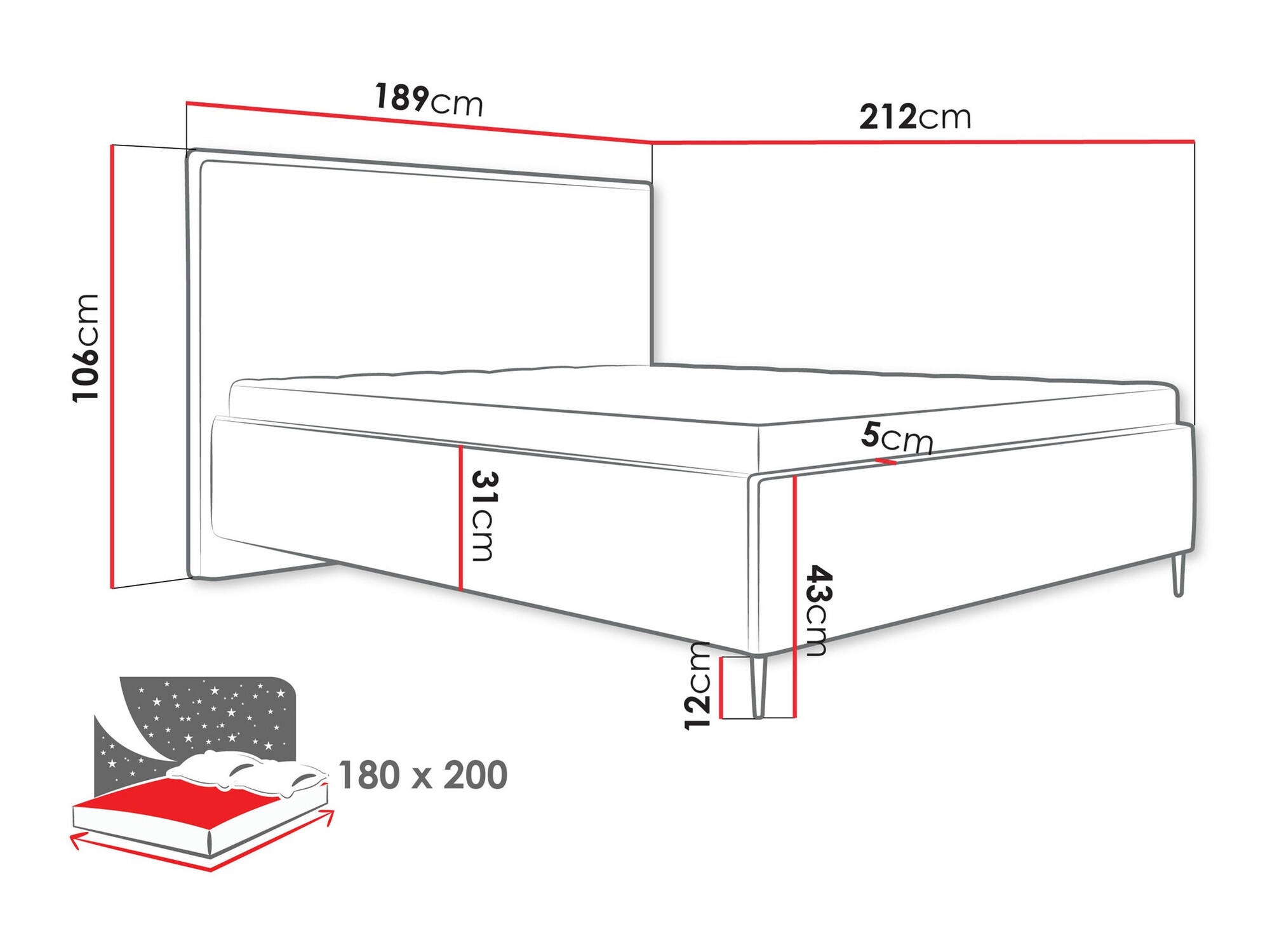 Bett ComfiDream Liruna (Poso 100)