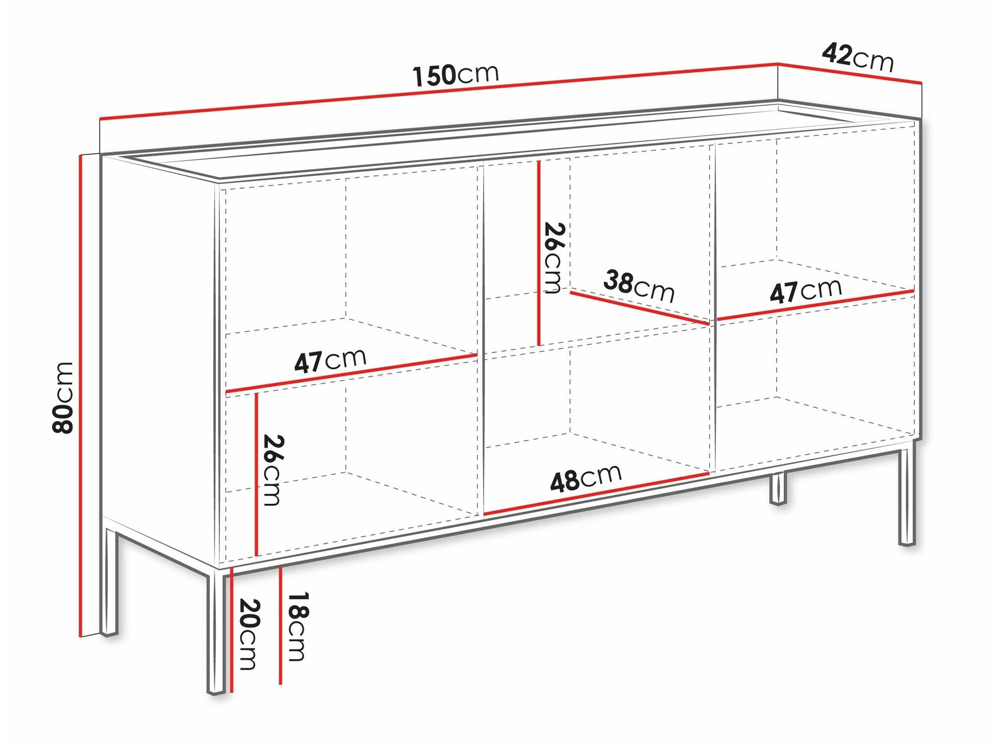 Sideboard Lunole 101 (Artisan-Eiche + Schwarz)