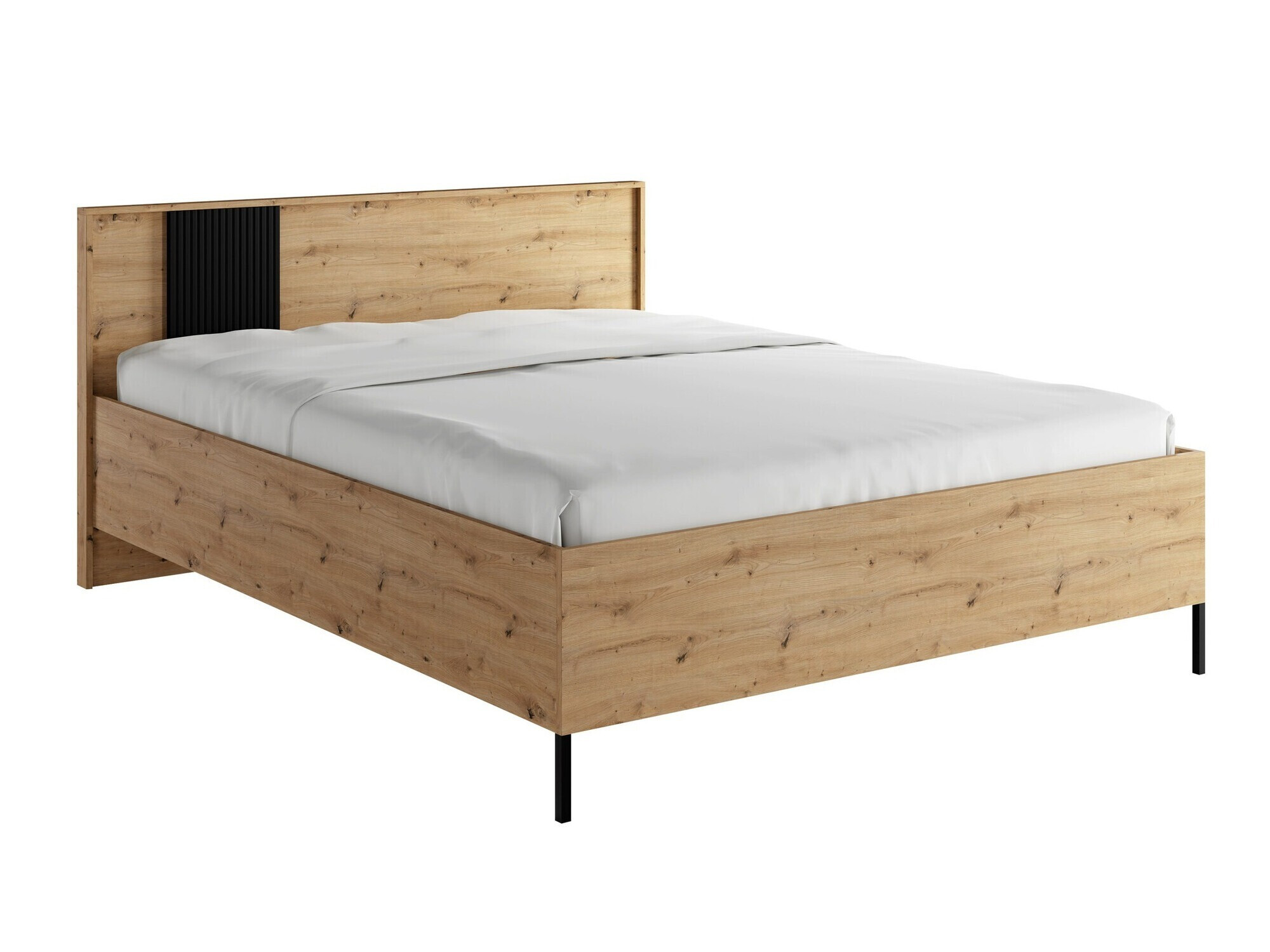 Bett Lunole 105 (Artisan-Eiche + Schwarz)