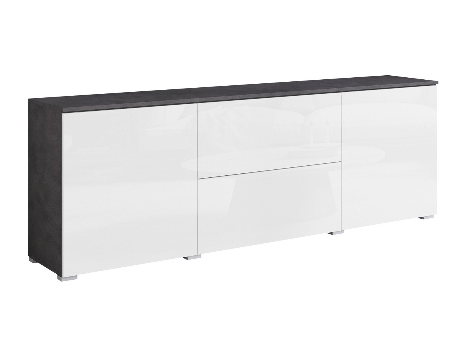 TV-Möbel Mirfivo 104 (Matera grau + Weiss glänzend)