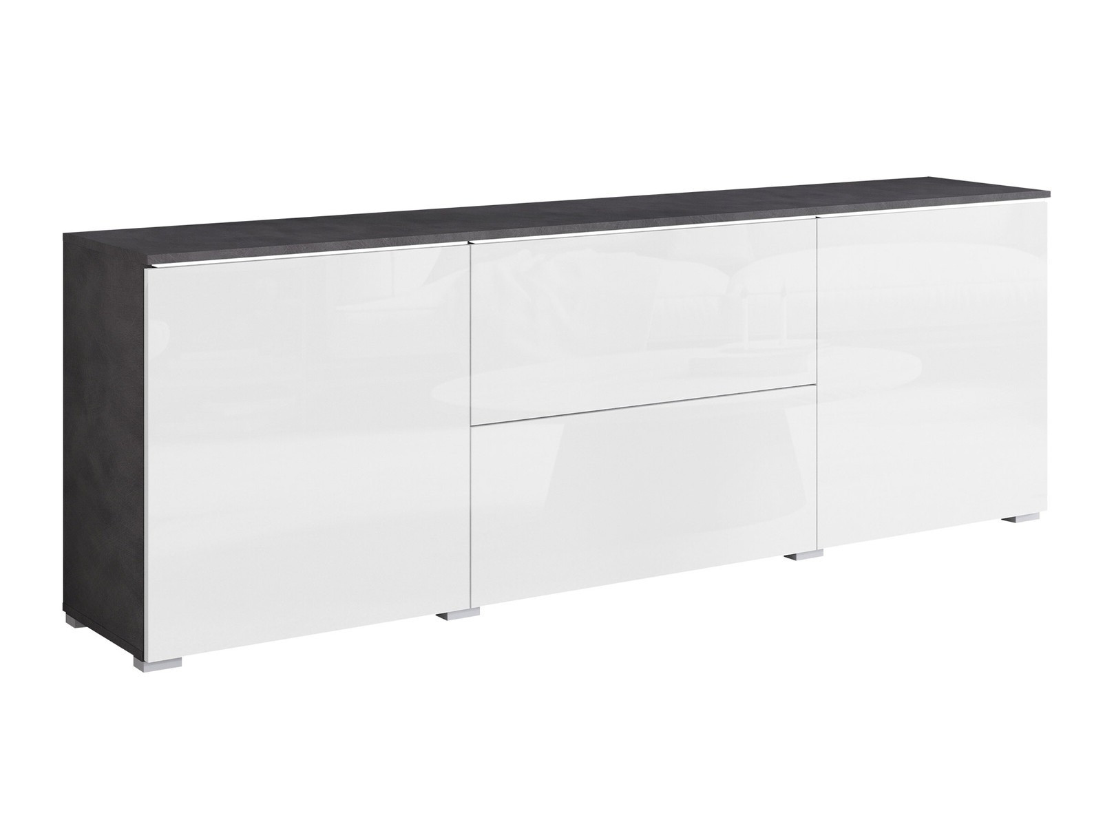 TV-Möbel Mirfivo 104 (Matera grau + Weiss glänzend)