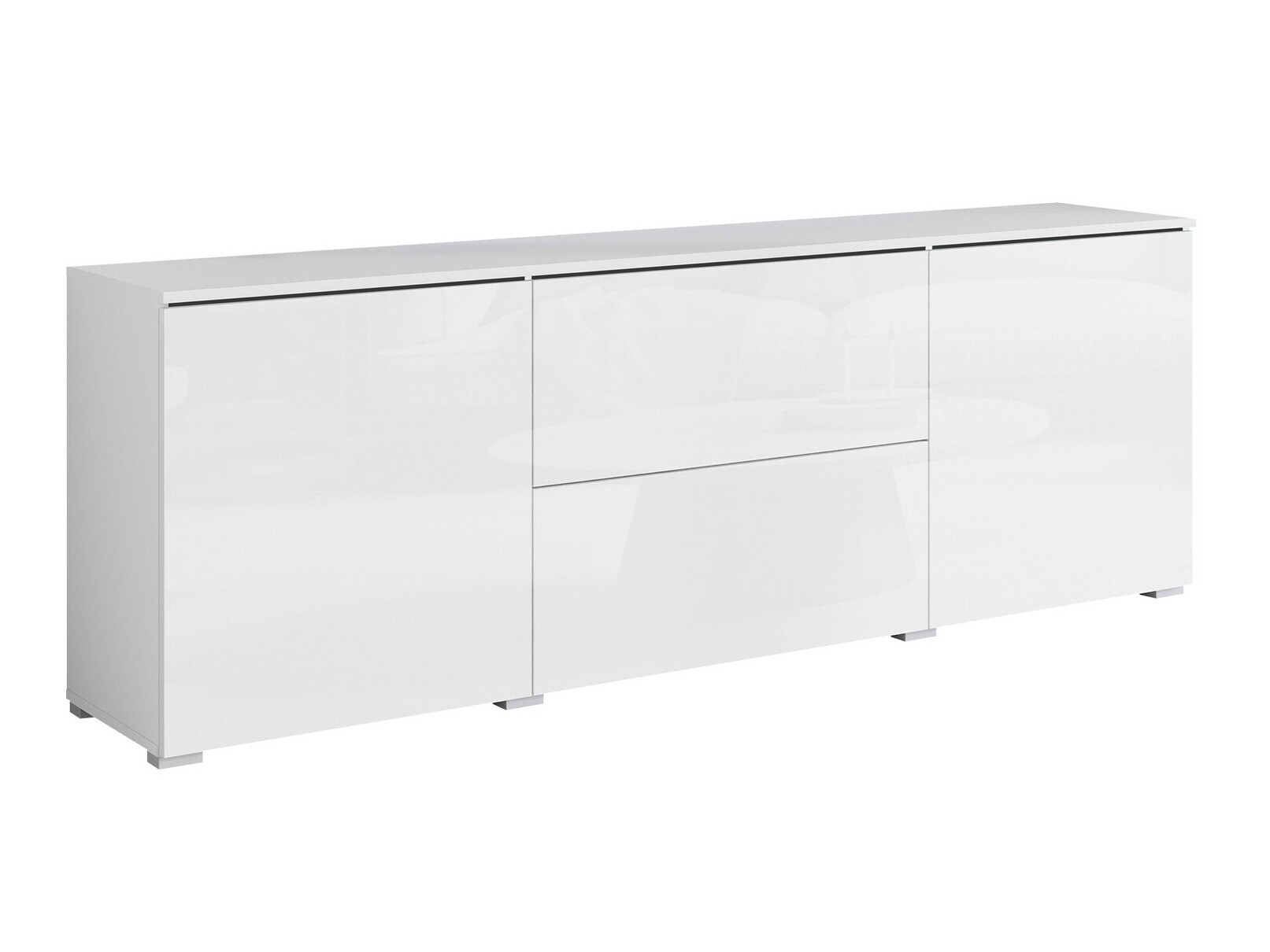 TV-Möbel Mirfivo 104 (Weiss + Weiss glänzend)