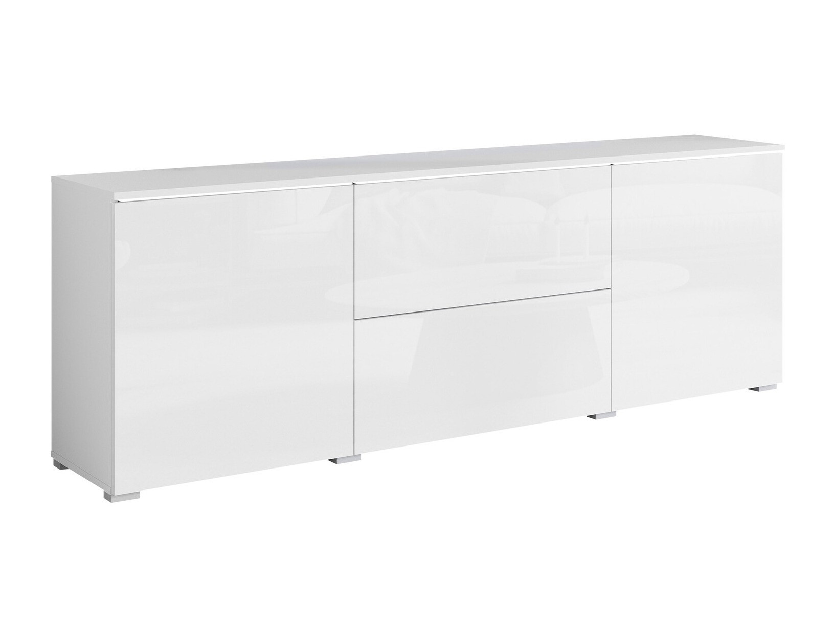 TV-Möbel Mirfivo 104 (Weiss + Weiss glänzend)