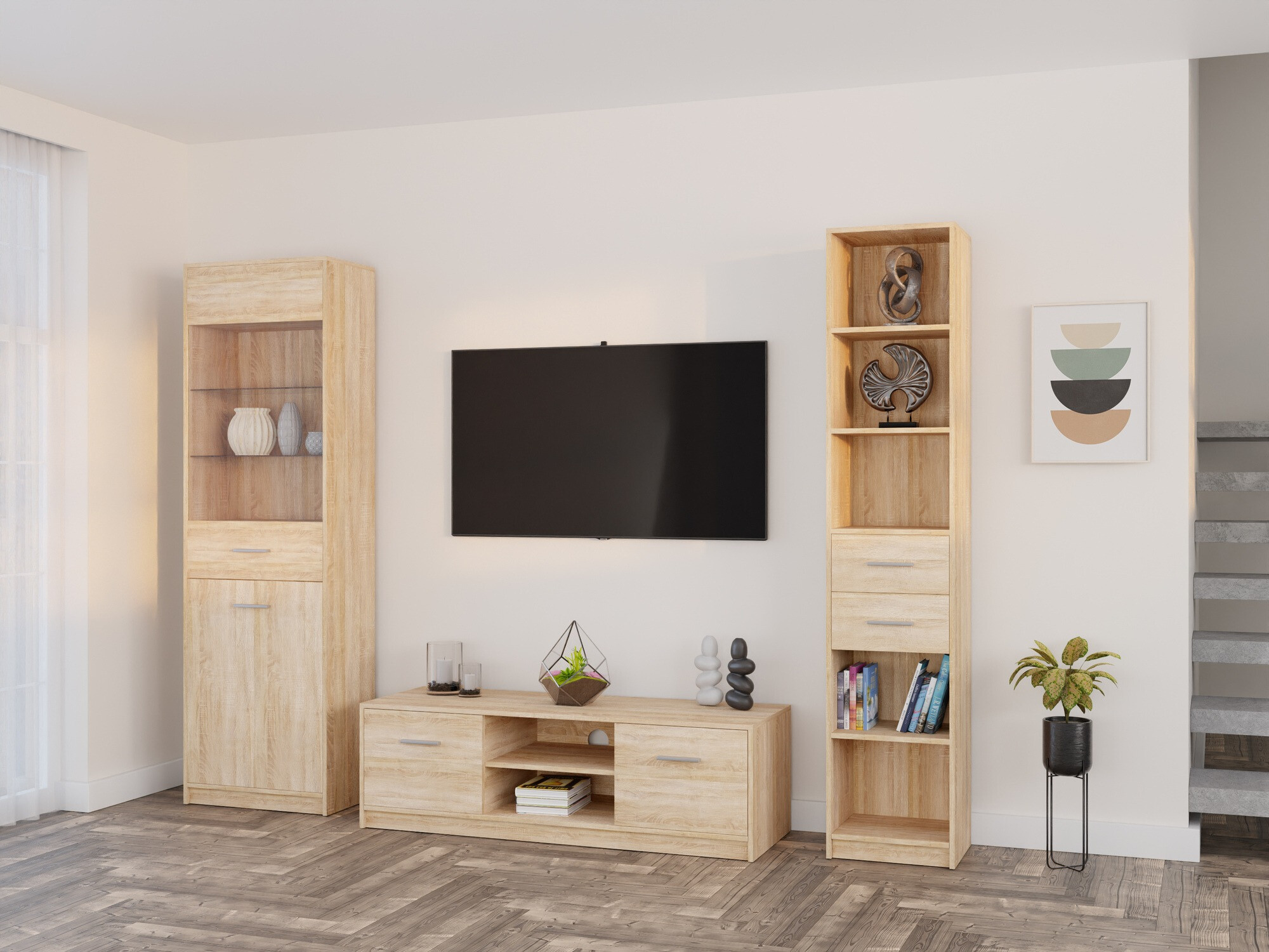 Wohnzimmer-Sets Novsore 163 (Sonoma eichenholz)