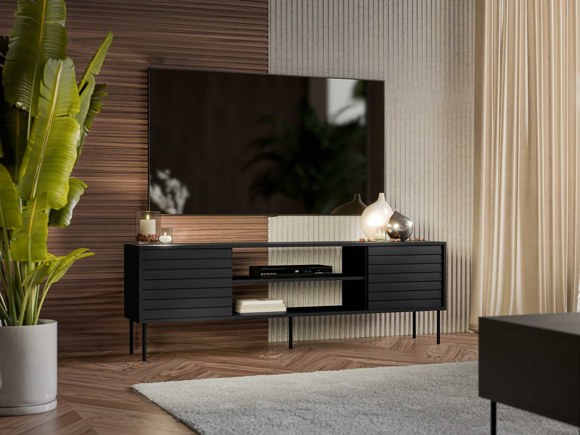TV-Möbel Flosoru 104 (Schwarz)