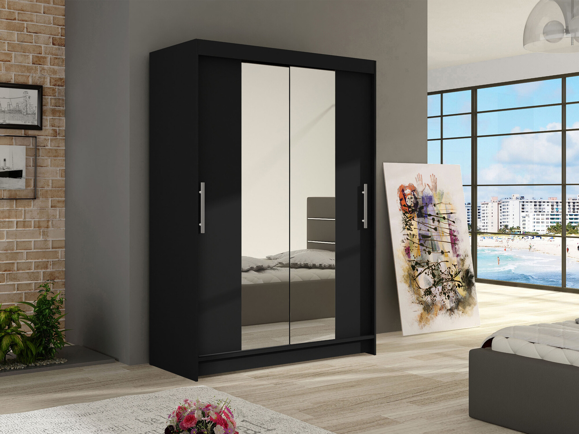 Kleiderschrank Closico 133 (Schwarz)
