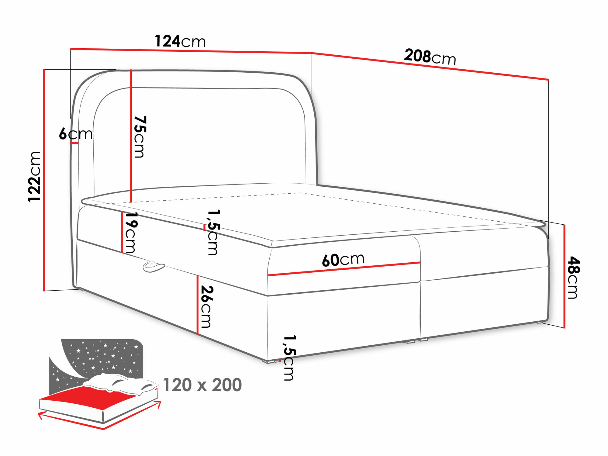 Boxspringbett Color (Coral 75)