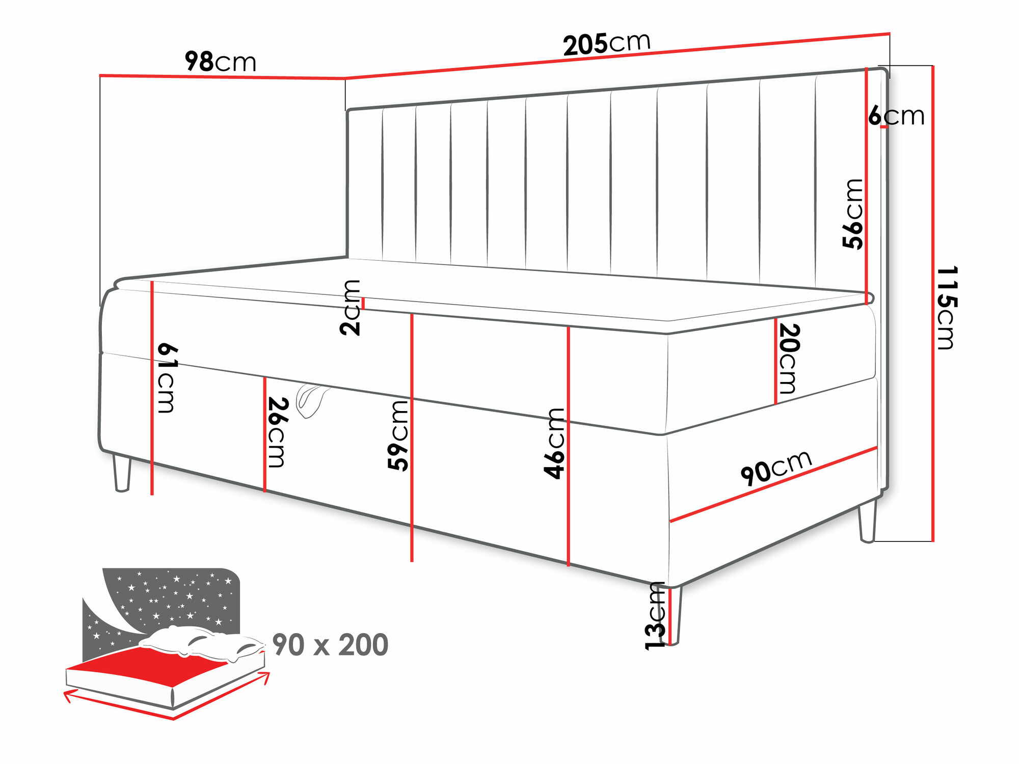 Boxspringbett Lucus I (Soft 017 + Fresh 9)