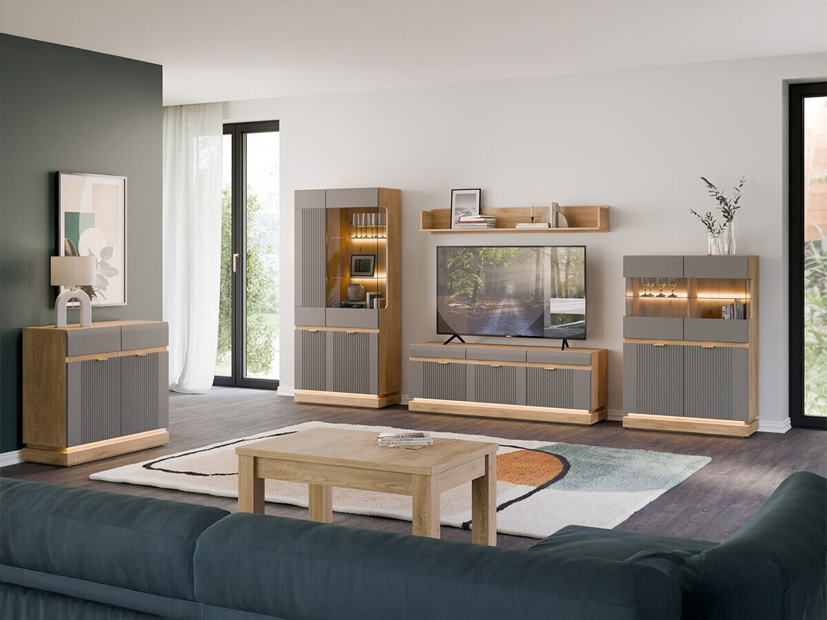 Kommode Teselbu 102 (Grau + Eiche)