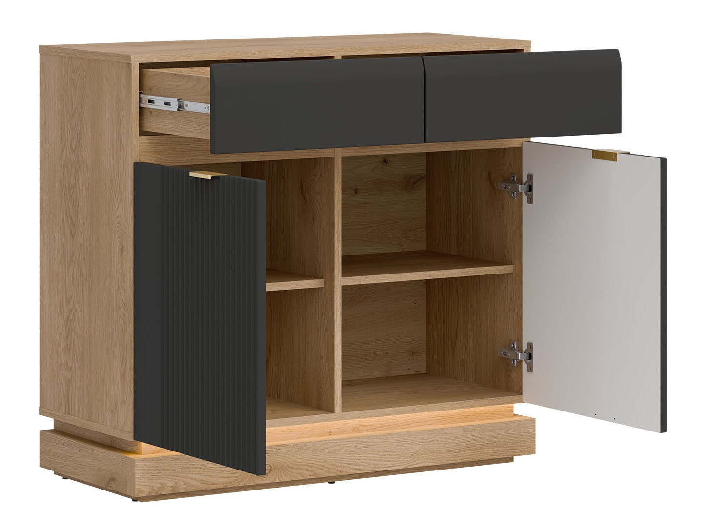 Kommoden Teselbu 102 (Anthrazit + Eichenholzoptik)